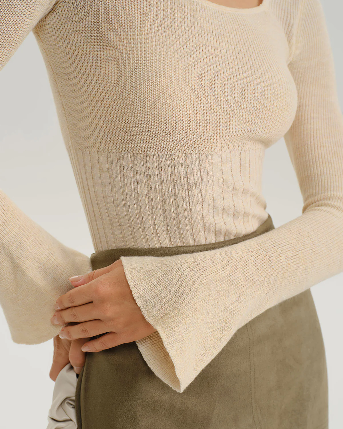 Apricot Bell Sleeve Knit Tee - Image 3