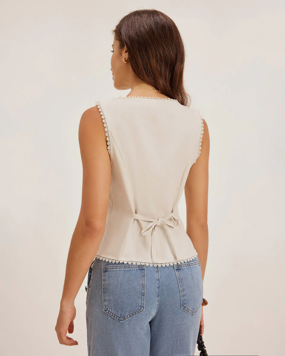 Apricot Boat Neck Button Vest - Image 3