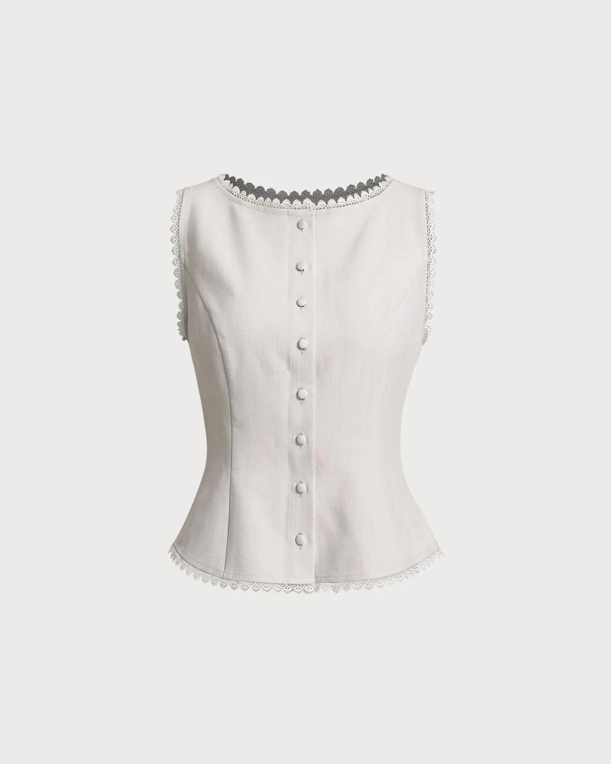Apricot Boat Neck Button Vest - Image 5