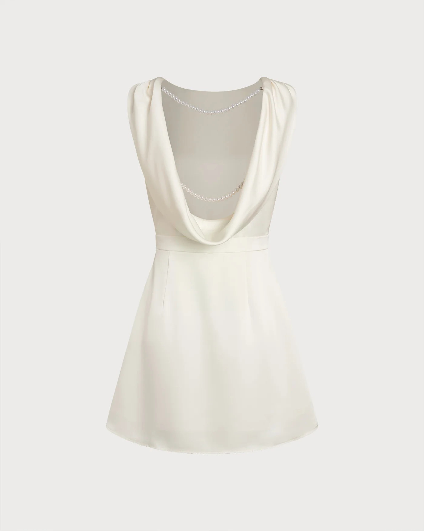 Apricot Boat Neck Pearl Mini Dress - Image 7