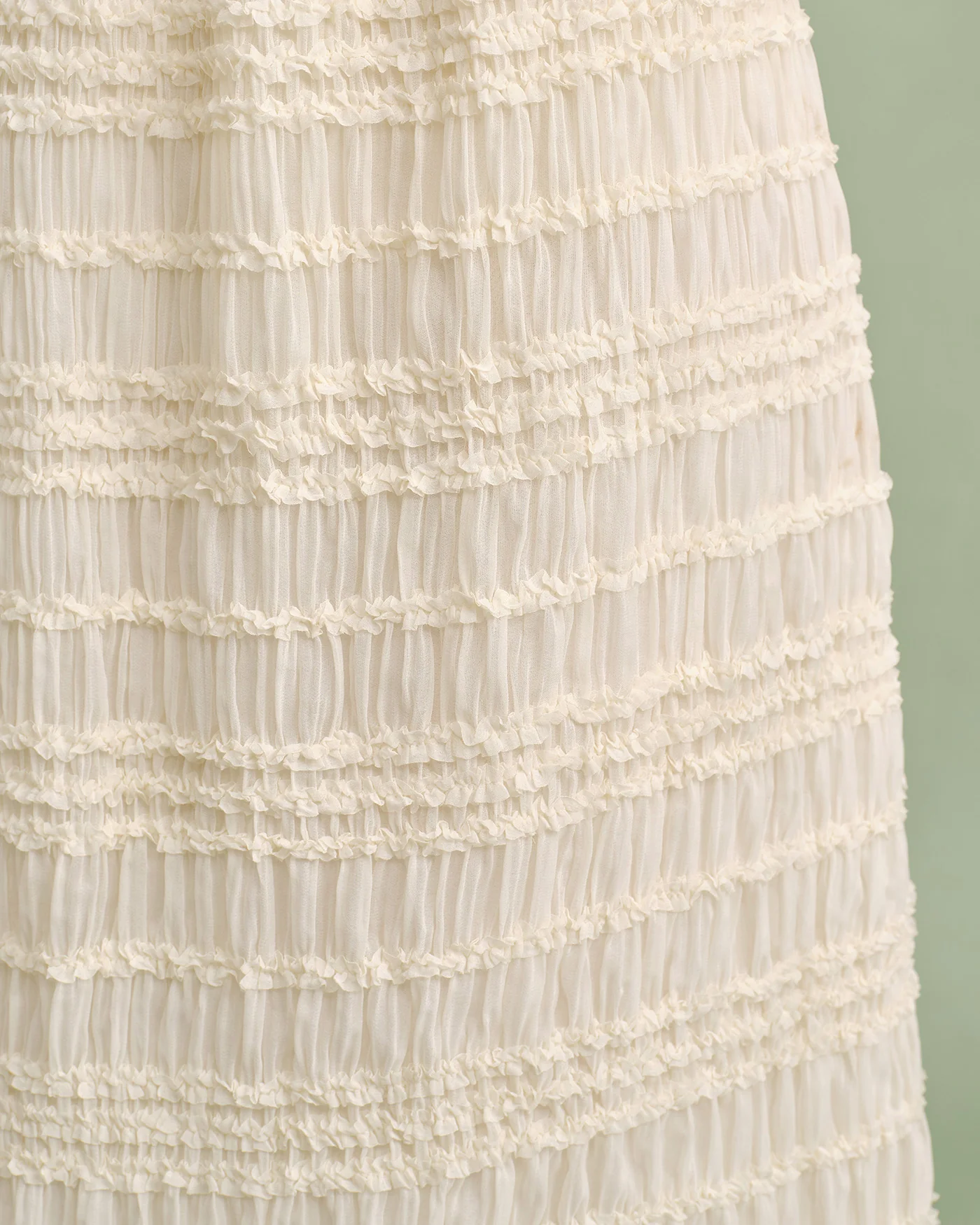 Apricot Elastic Waist Shirred Midi Skirt - Image 2