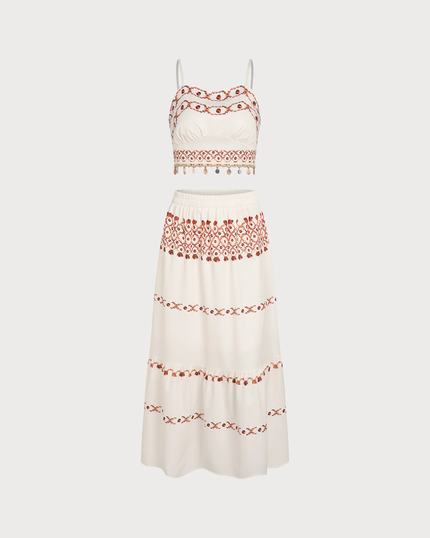 Apricot Elastic Waist Two-Piece Skirt Set - Image 6
