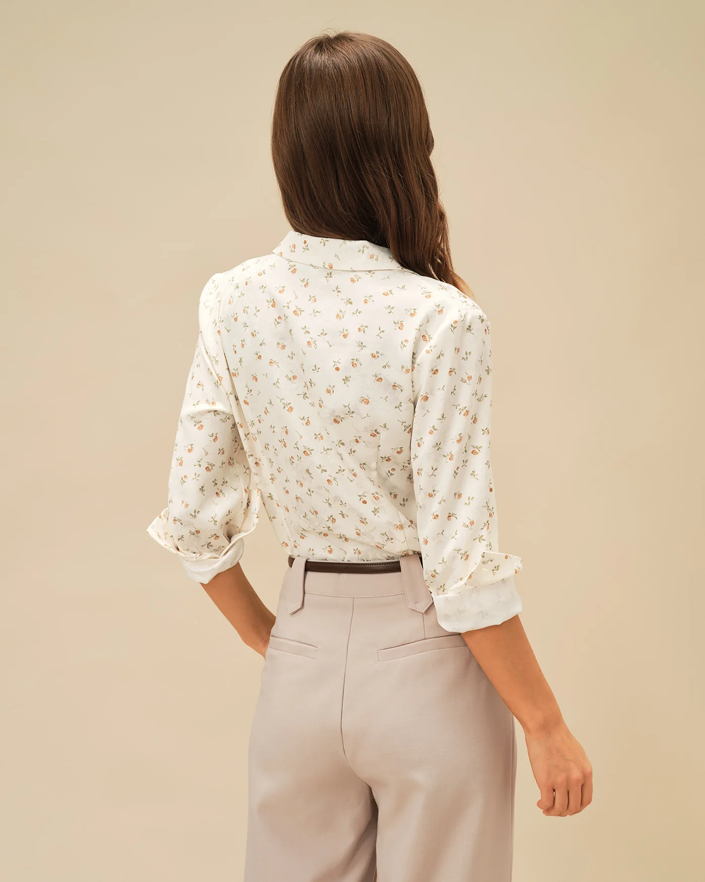 Apricot Floral Collar Blouse - Image 3