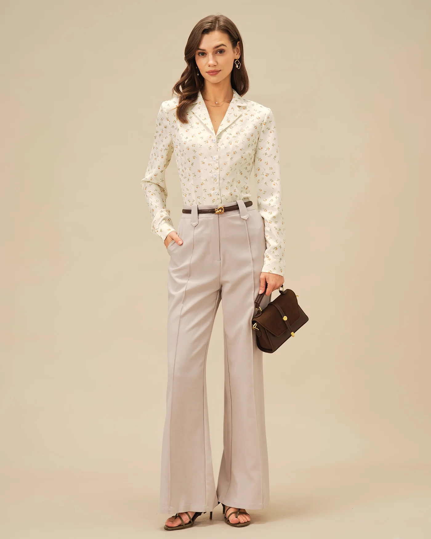 Apricot Floral Collar Blouse - Image 4