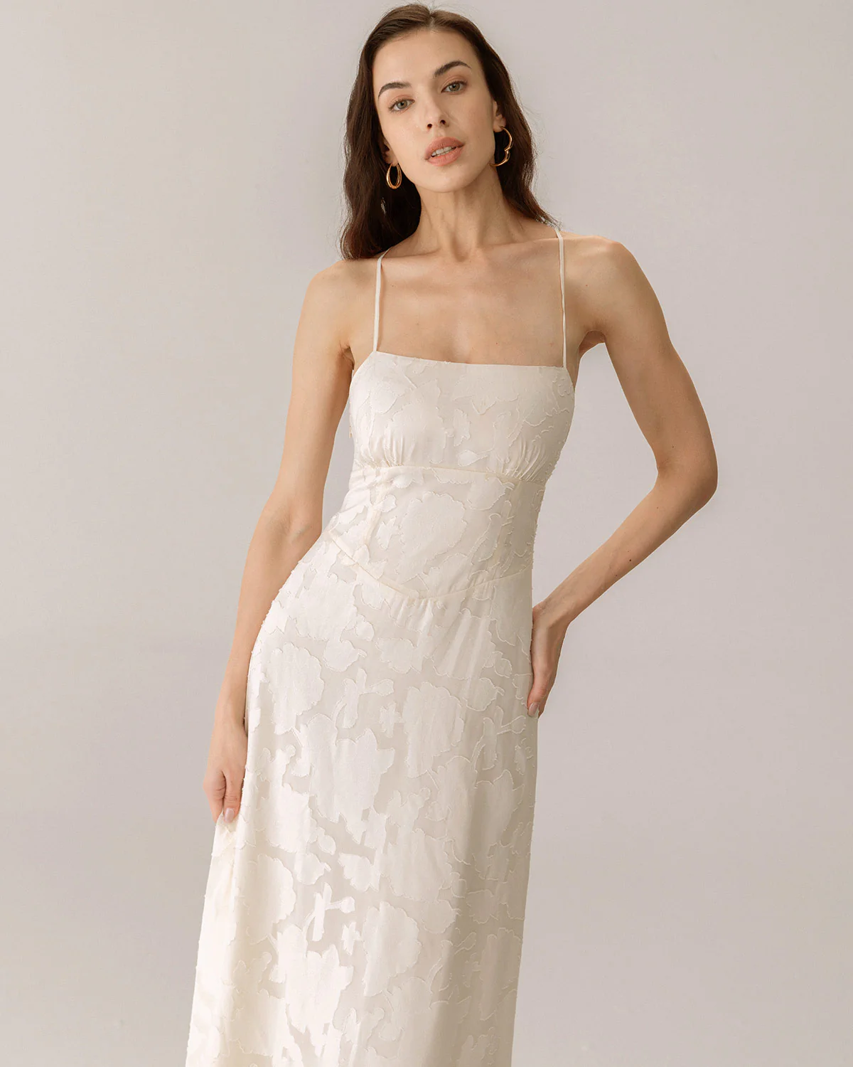 Apricot Jacquard Corset Slip Maxi Dress - Image 4