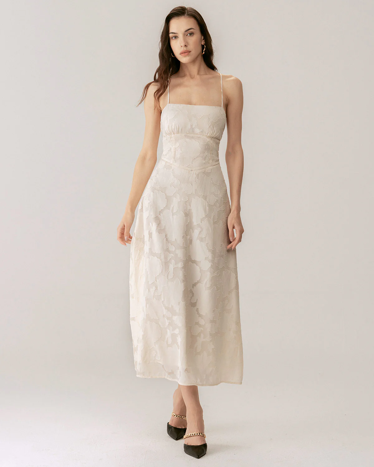 Apricot Jacquard Corset Slip Maxi Dress - Image 5