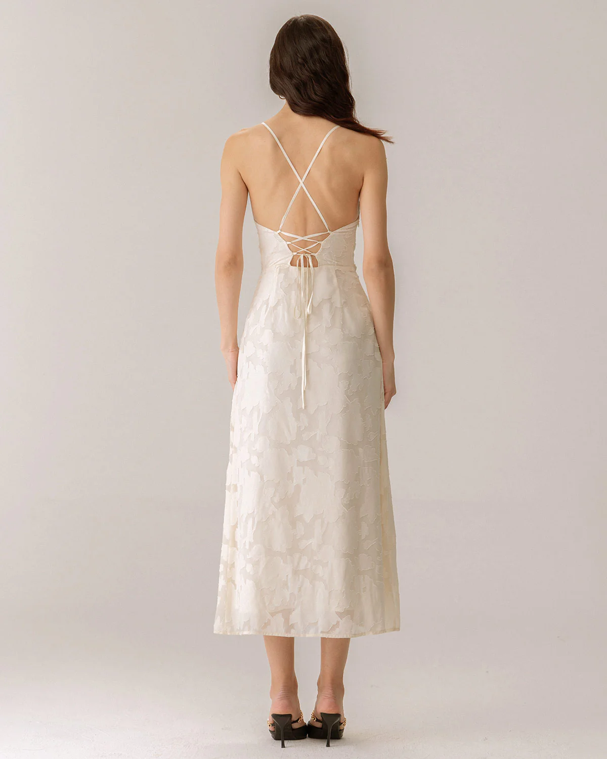 Apricot Jacquard Corset Slip Maxi Dress - Image 6