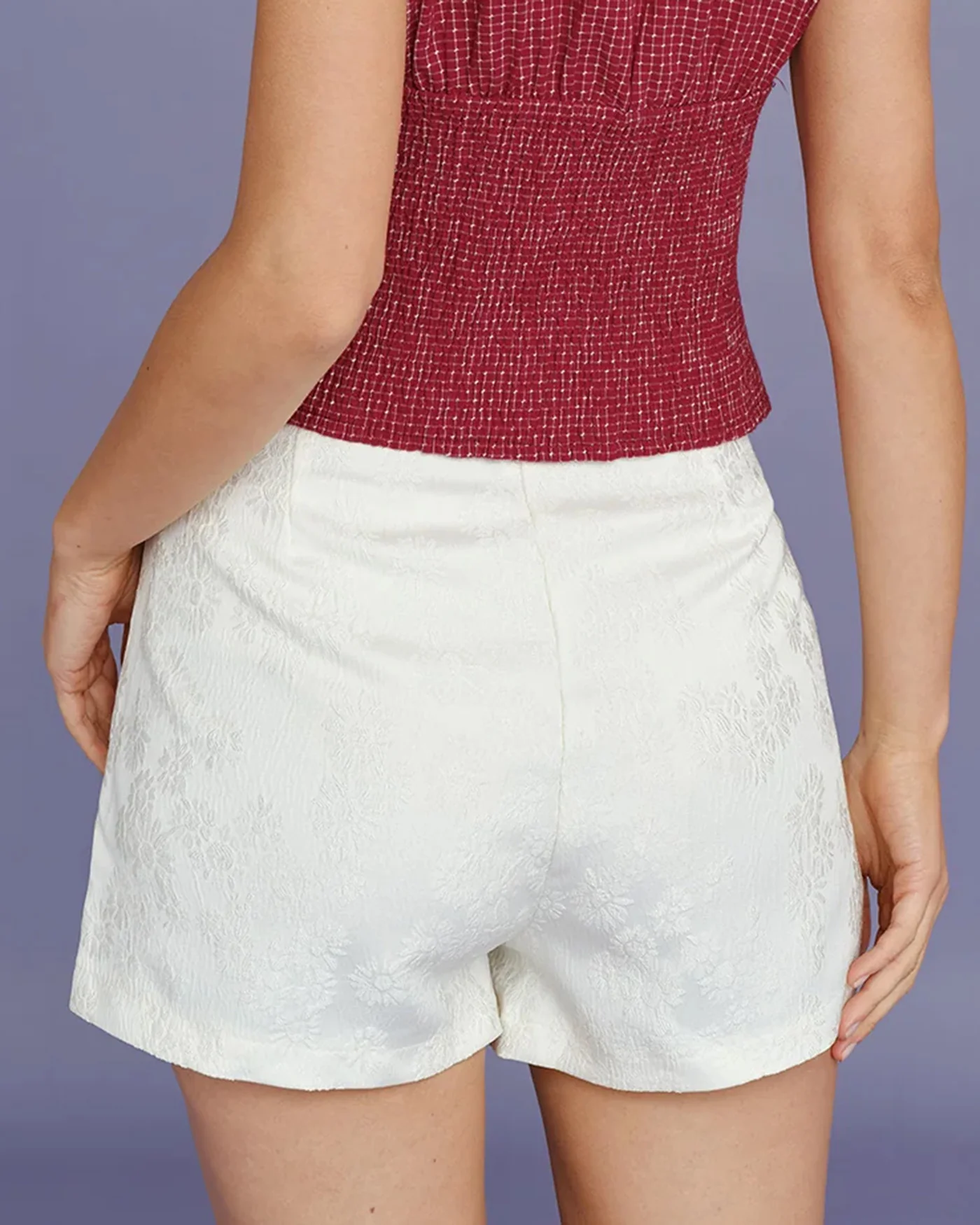 Apricot Jacquard Pockets Shorts - Image 3