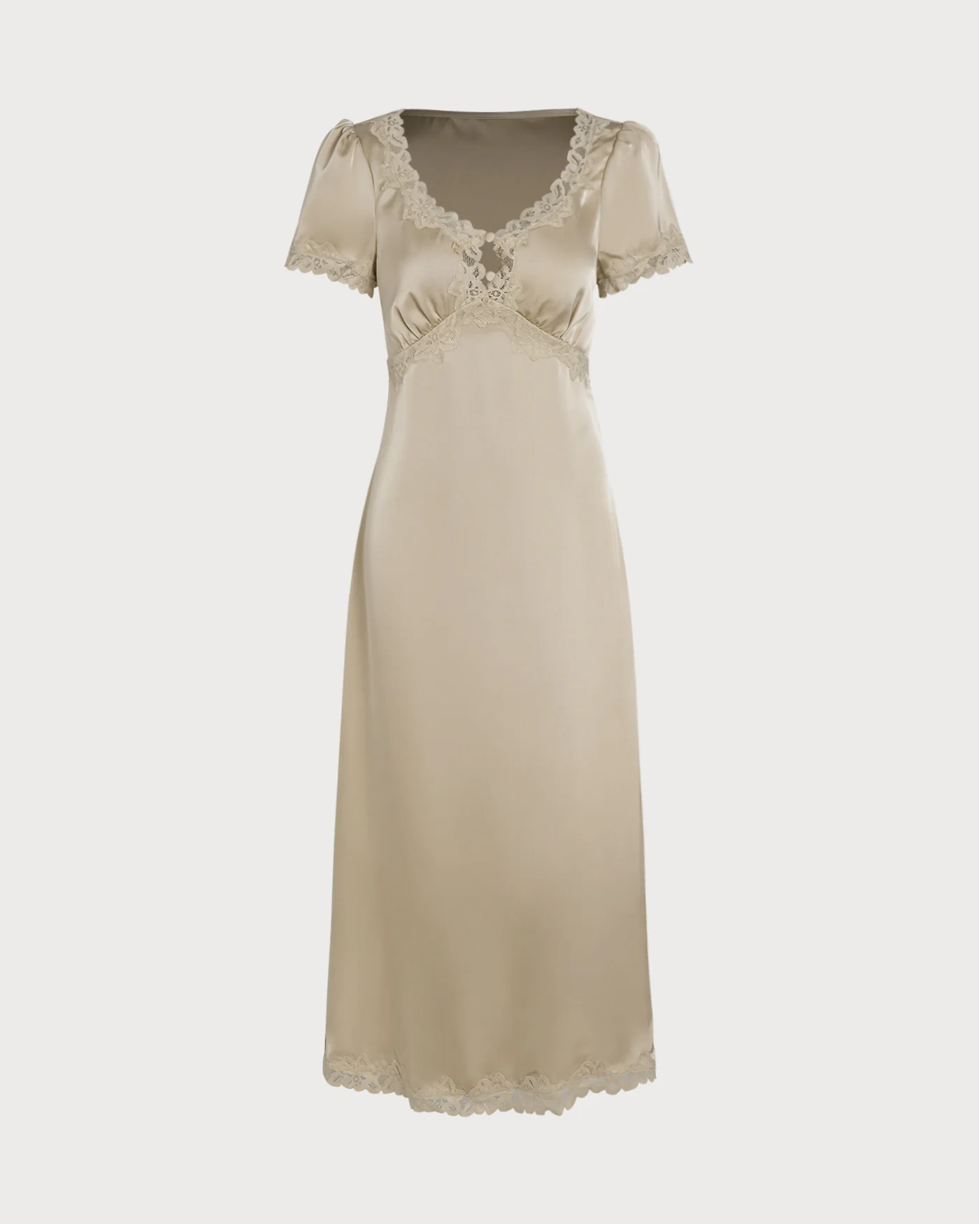 Apricot Lace Tunic Maxi Dresses - Image 6