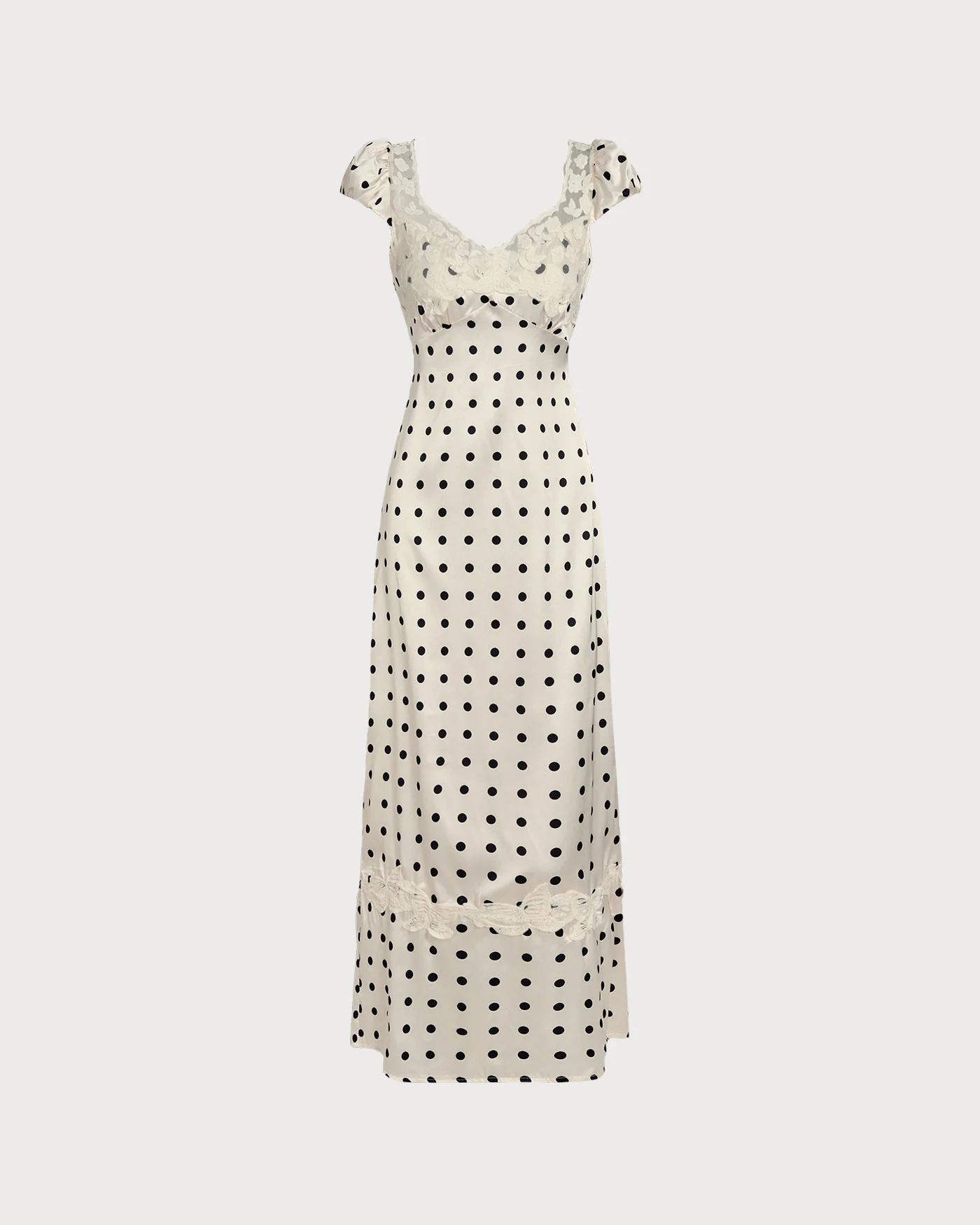 Apricot Polka Dot Lace Maxi Dress - Image 6