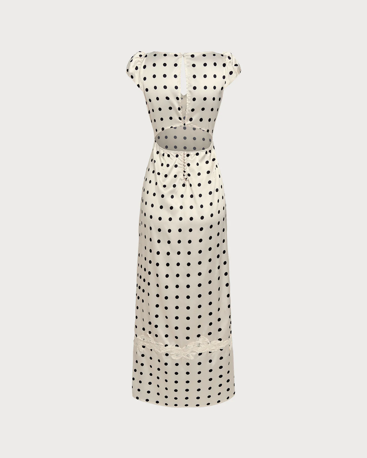 Apricot Polka Dot Lace Maxi Dress - Image 7