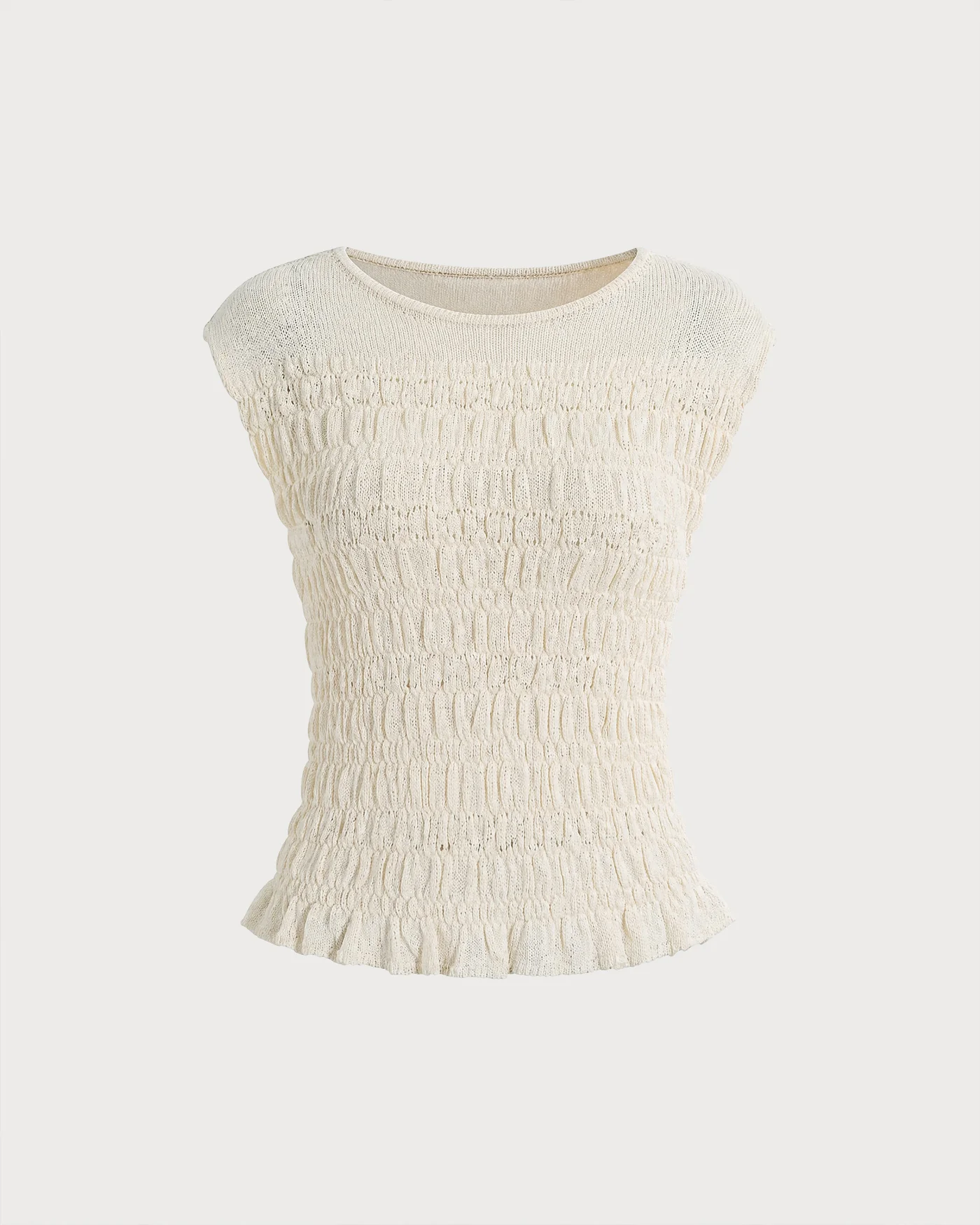 Apricot Round Neck Textured Sweater - Image 5