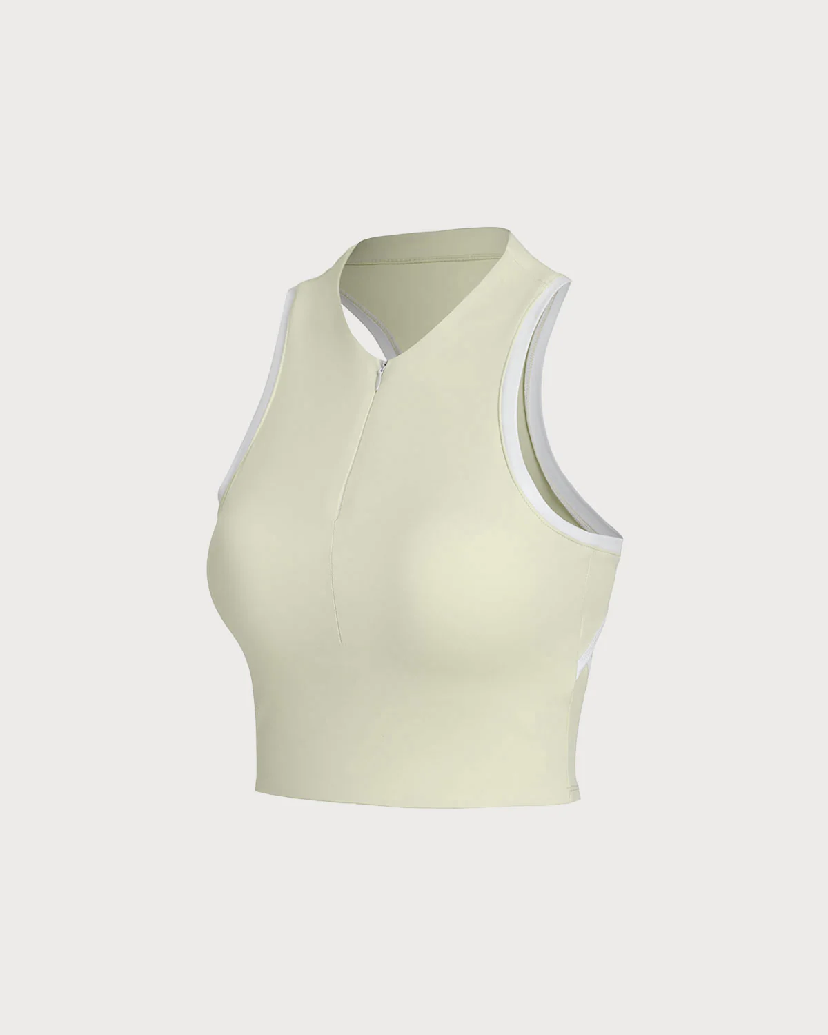 Apricot Round Neck Zipper Yoga Tank Top - Light Support - Image 5