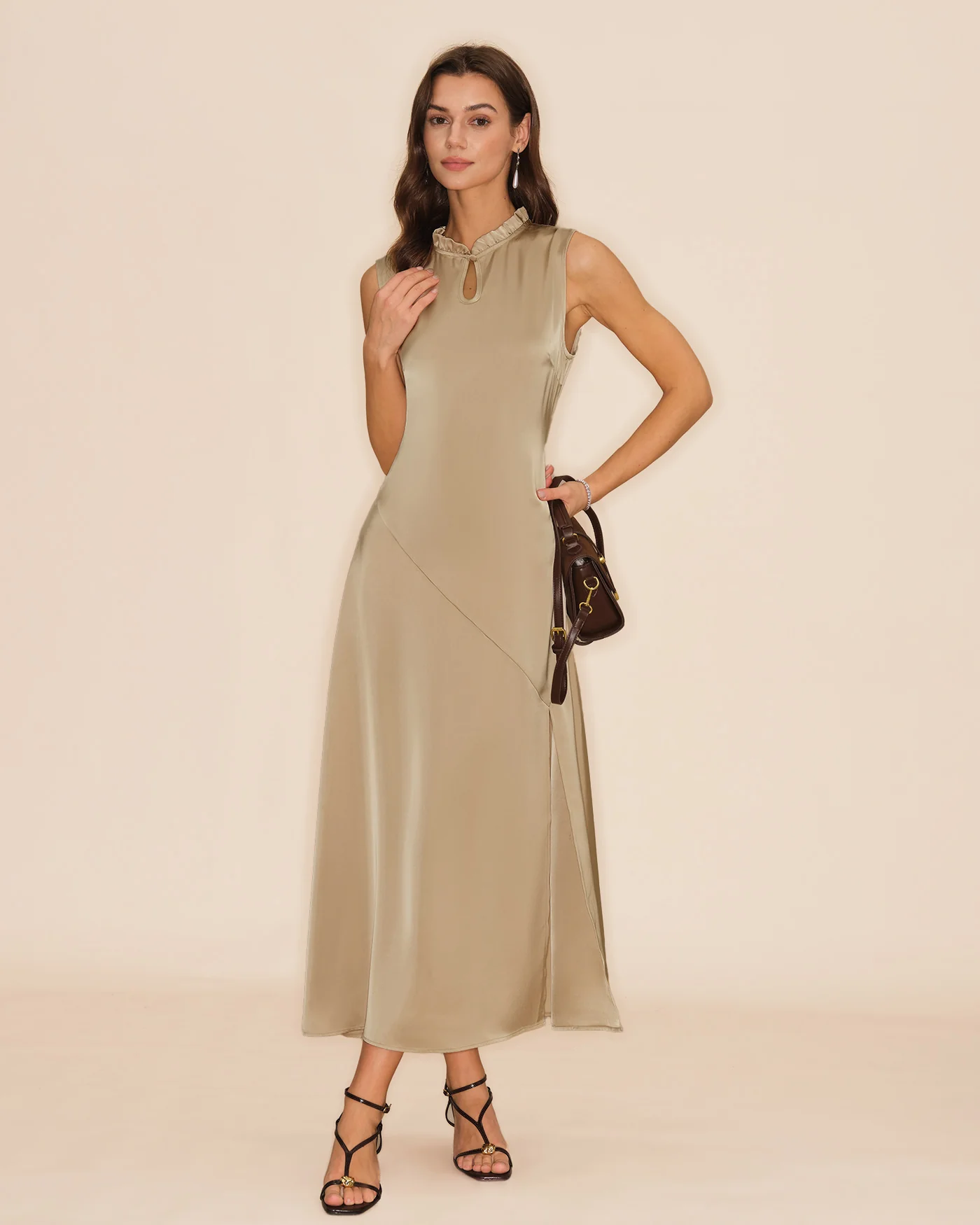Apricot Ruffled Midi Dress - Image 3