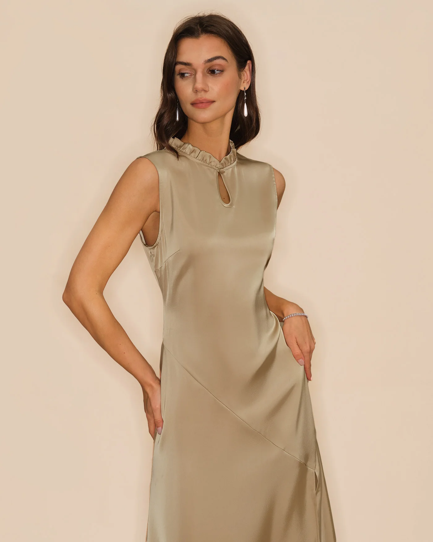 Apricot Ruffled Midi Dress - Image 4