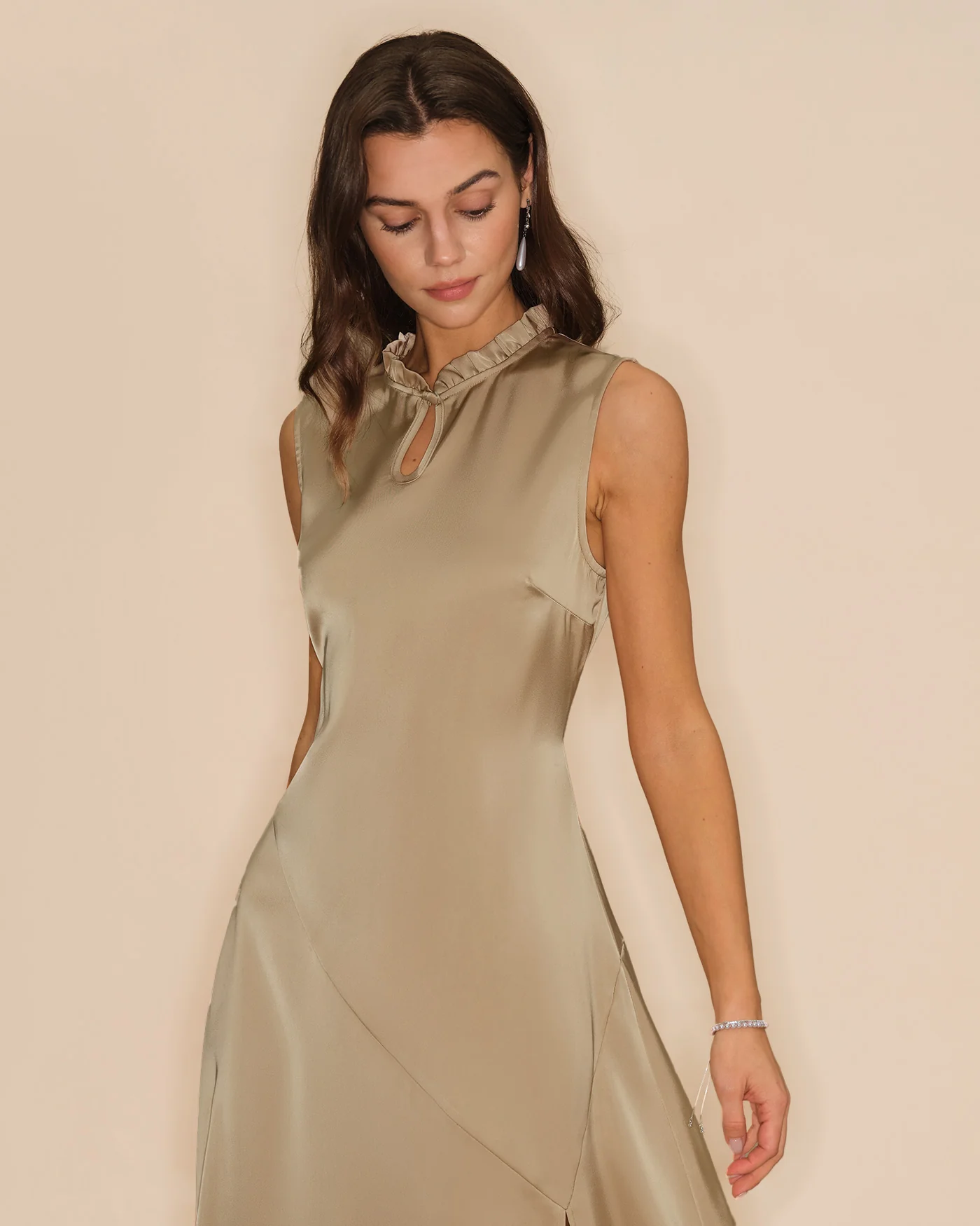 Apricot Ruffled Midi Dress - Image 5