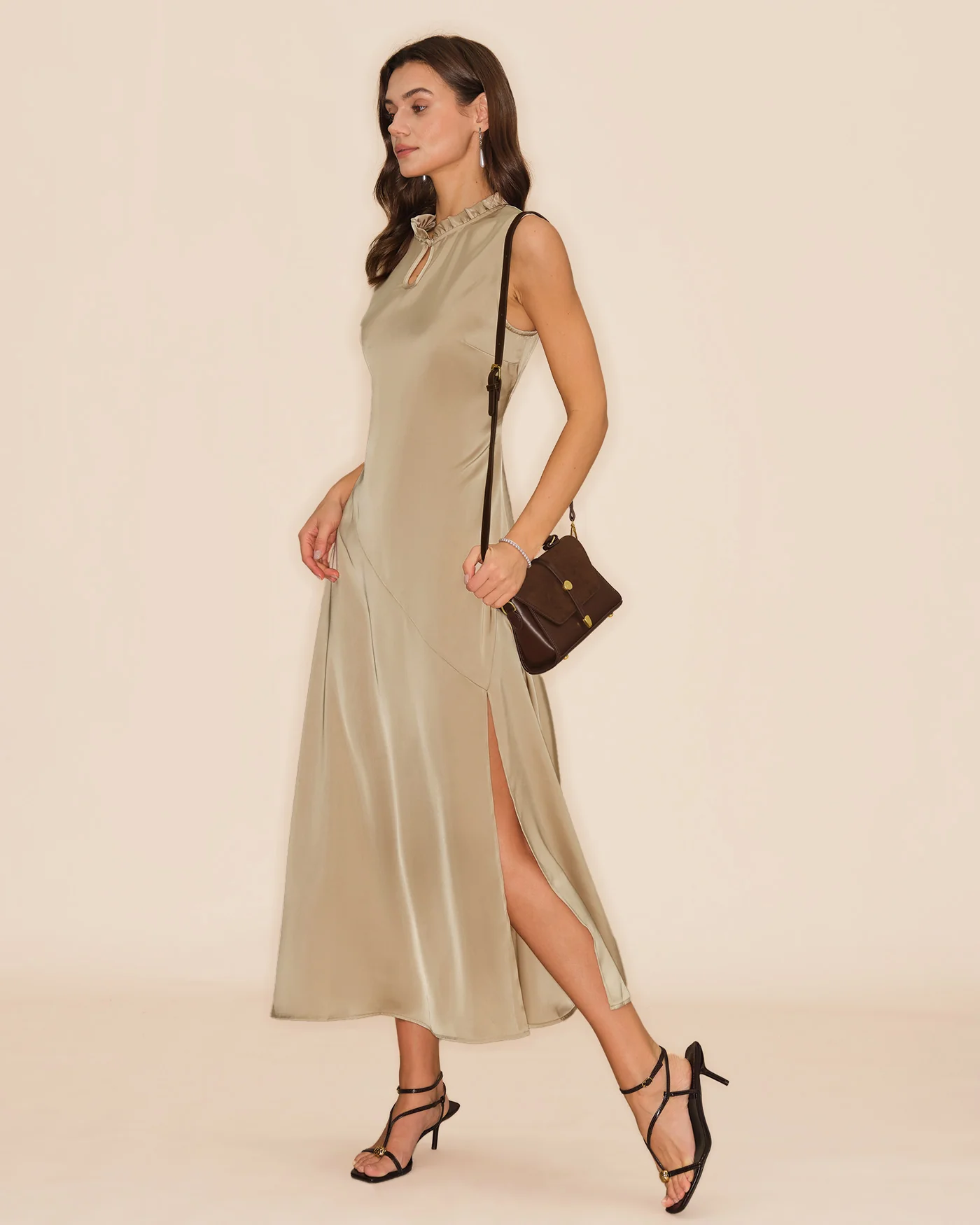 Apricot Ruffled Midi Dress - Image 6