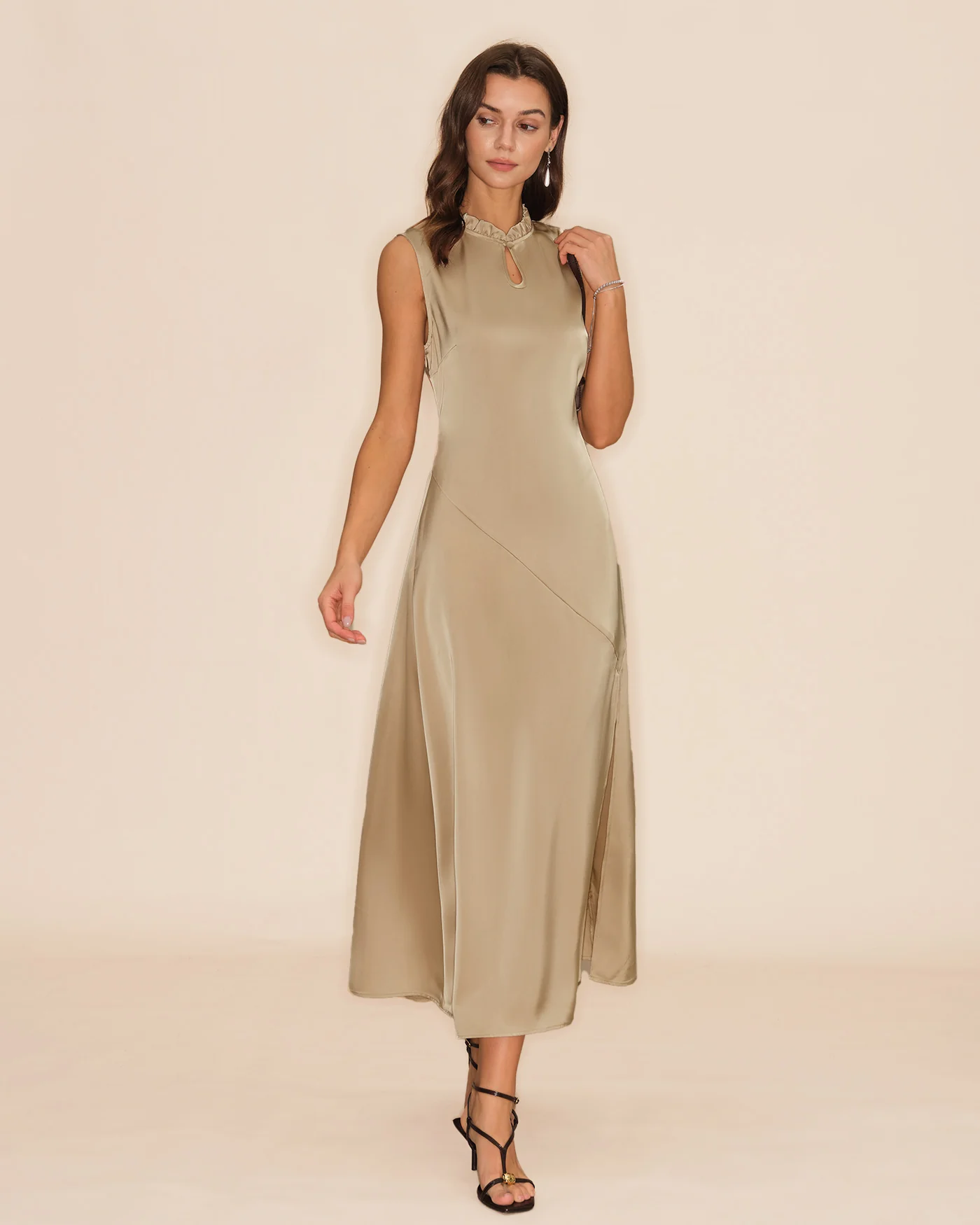Apricot Ruffled Midi Dress - Image 7