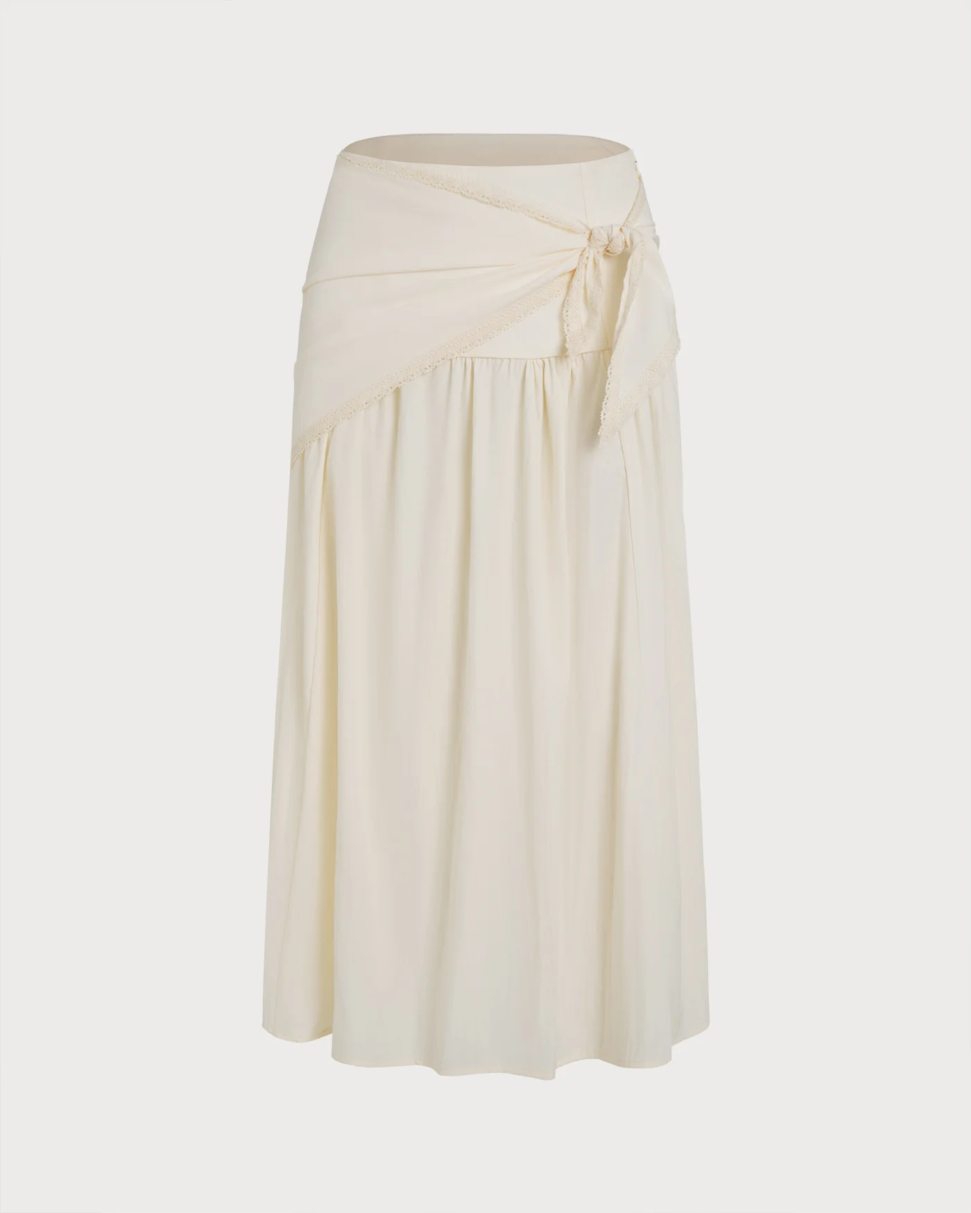 Apricot Splicing Tie Midi Skirt - Image 4