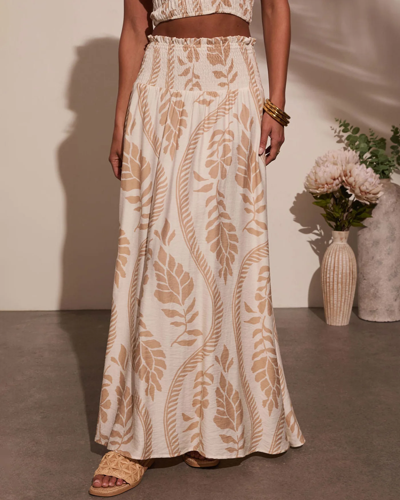 Apricot Strapless Shirred Two-Piece Skirt Set - Image 6