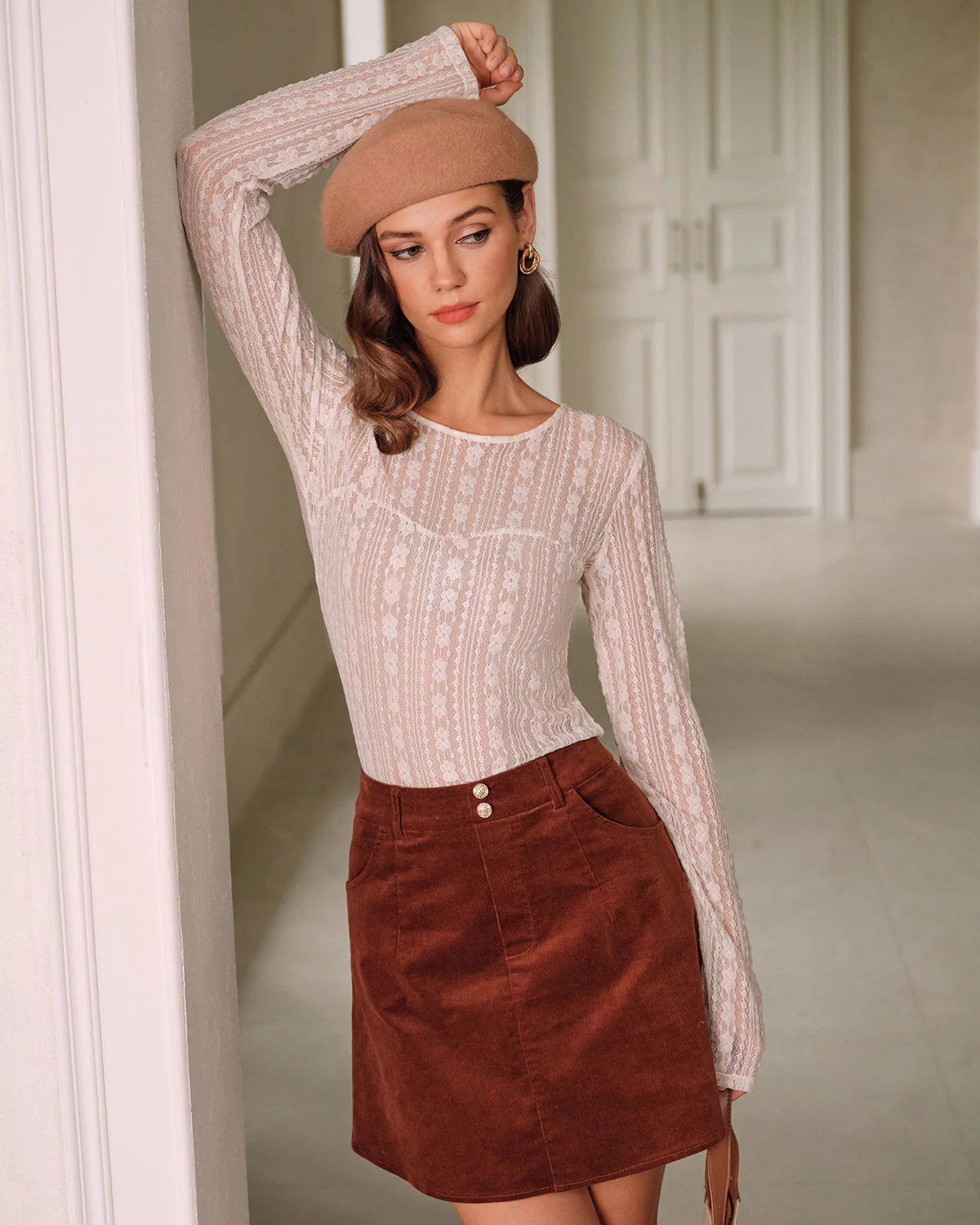 Apricot Textured See Through Tee - Image 3