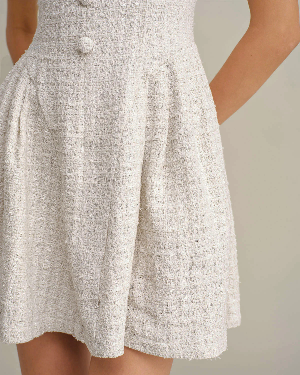 Apricot Textured Sleeveless Mini Dress - Image 2