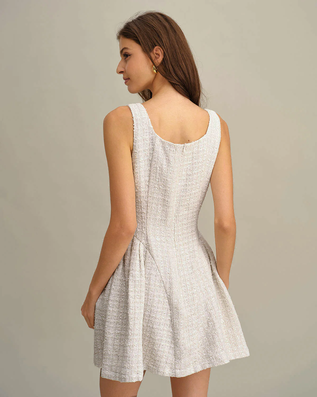 Apricot Textured Sleeveless Mini Dress - Image 3
