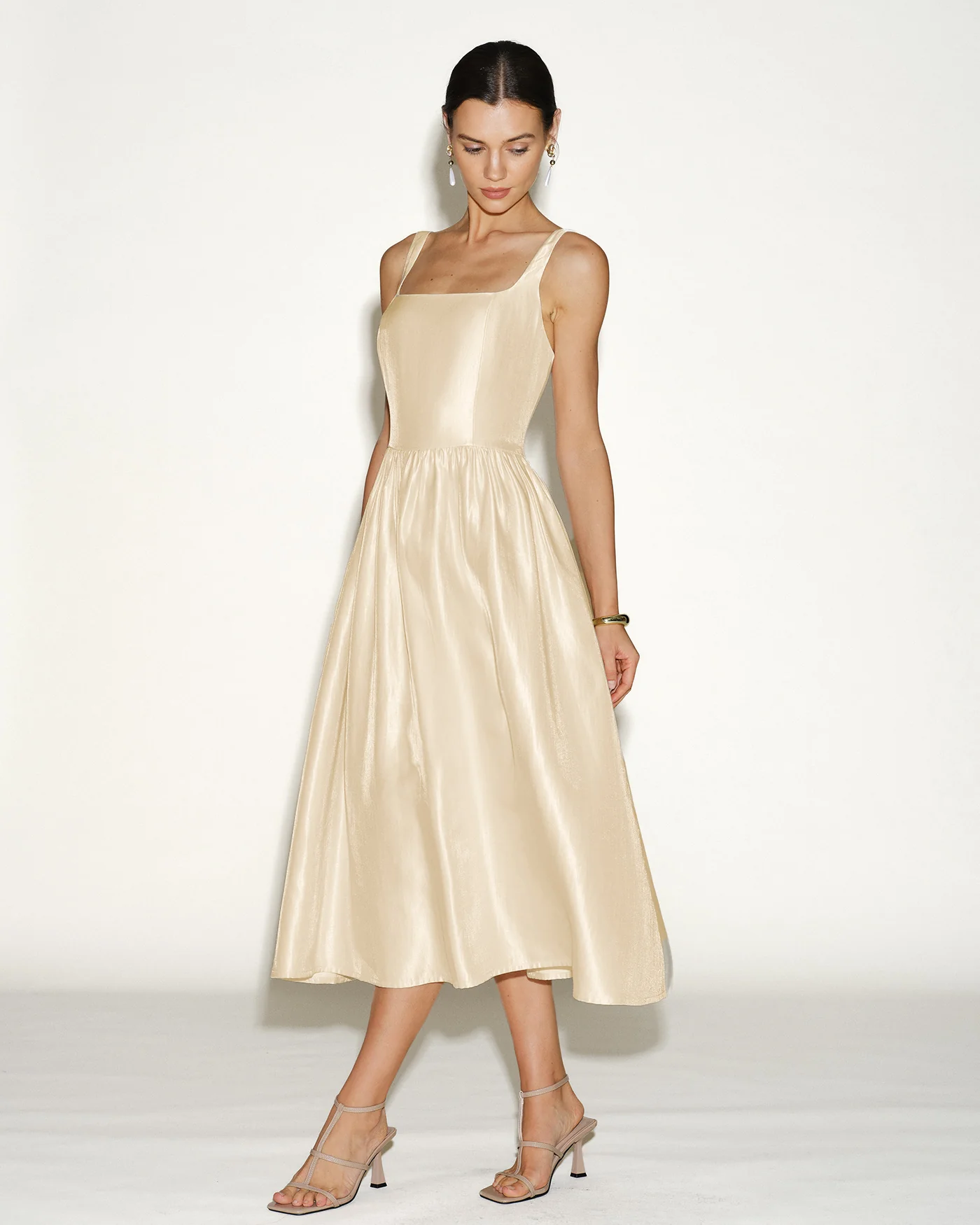 Apricot Zipper Slip Midi Dress - Image 4
