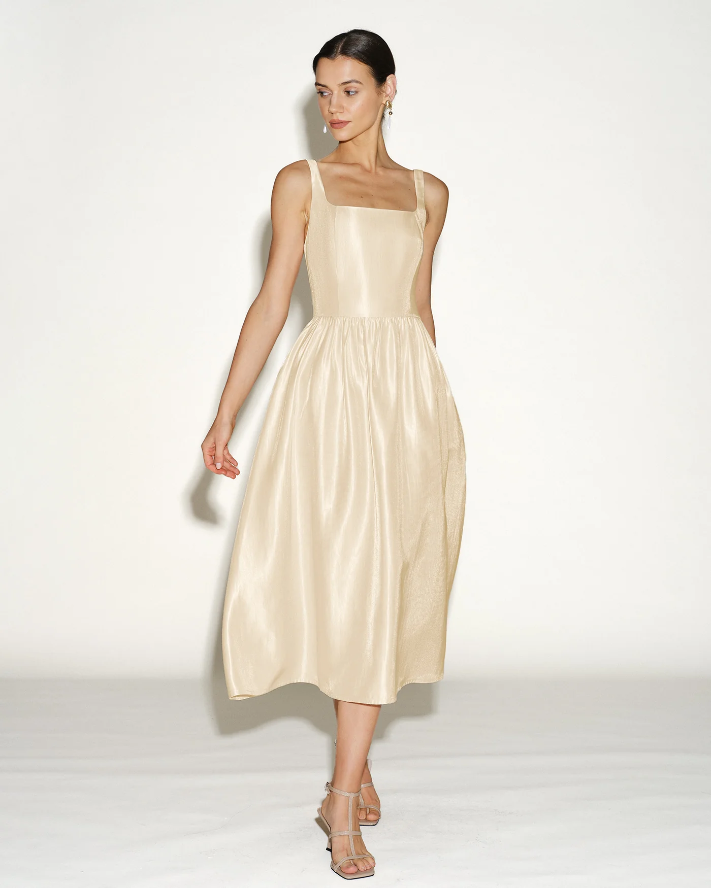 Apricot Zipper Slip Midi Dress - Image 5