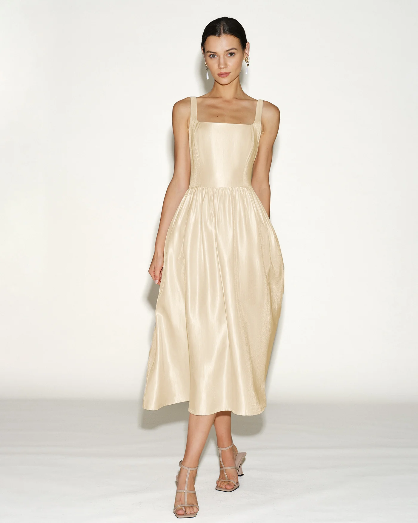 Apricot Zipper Slip Midi Dress - Image 6