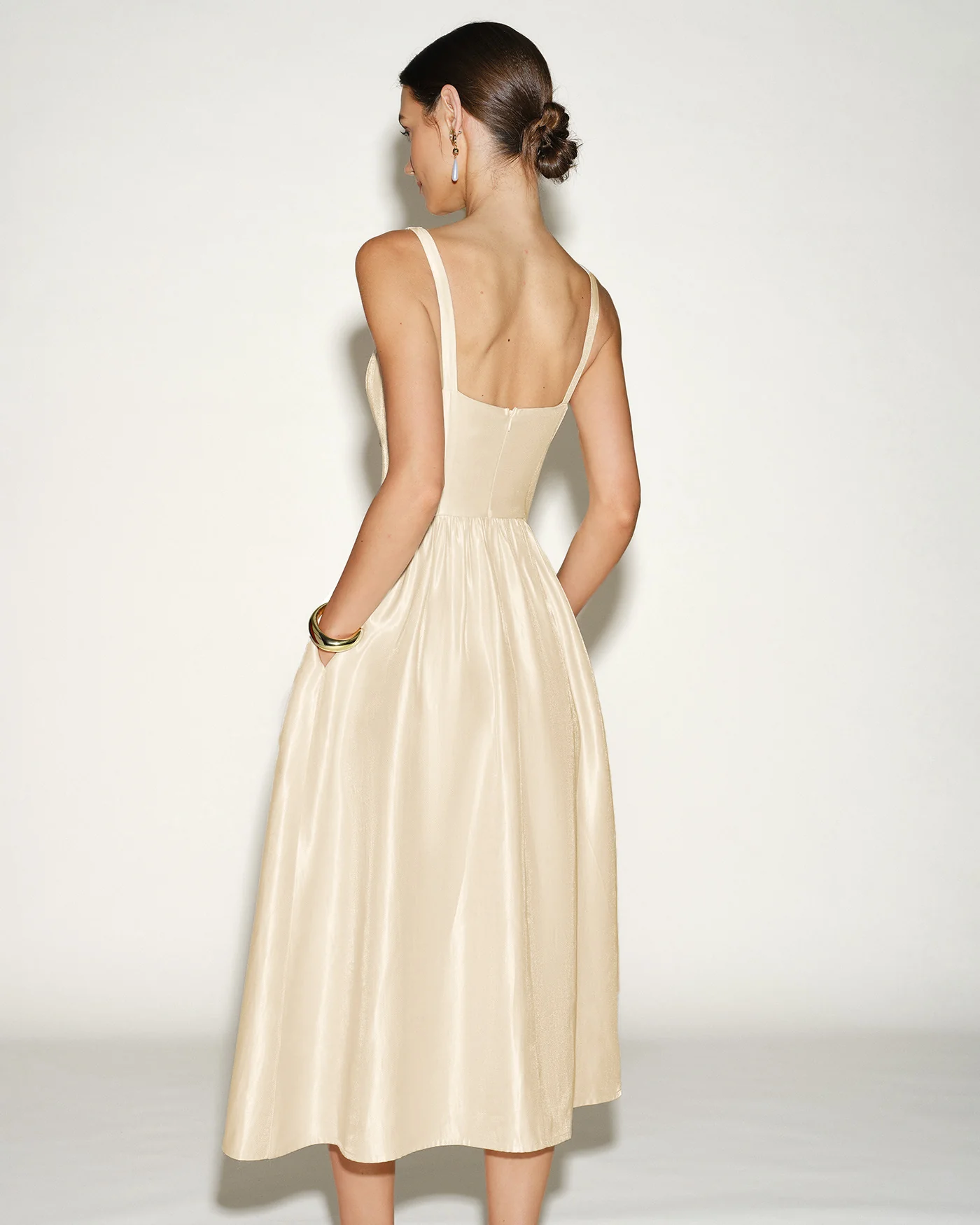 Apricot Zipper Slip Midi Dress - Image 7
