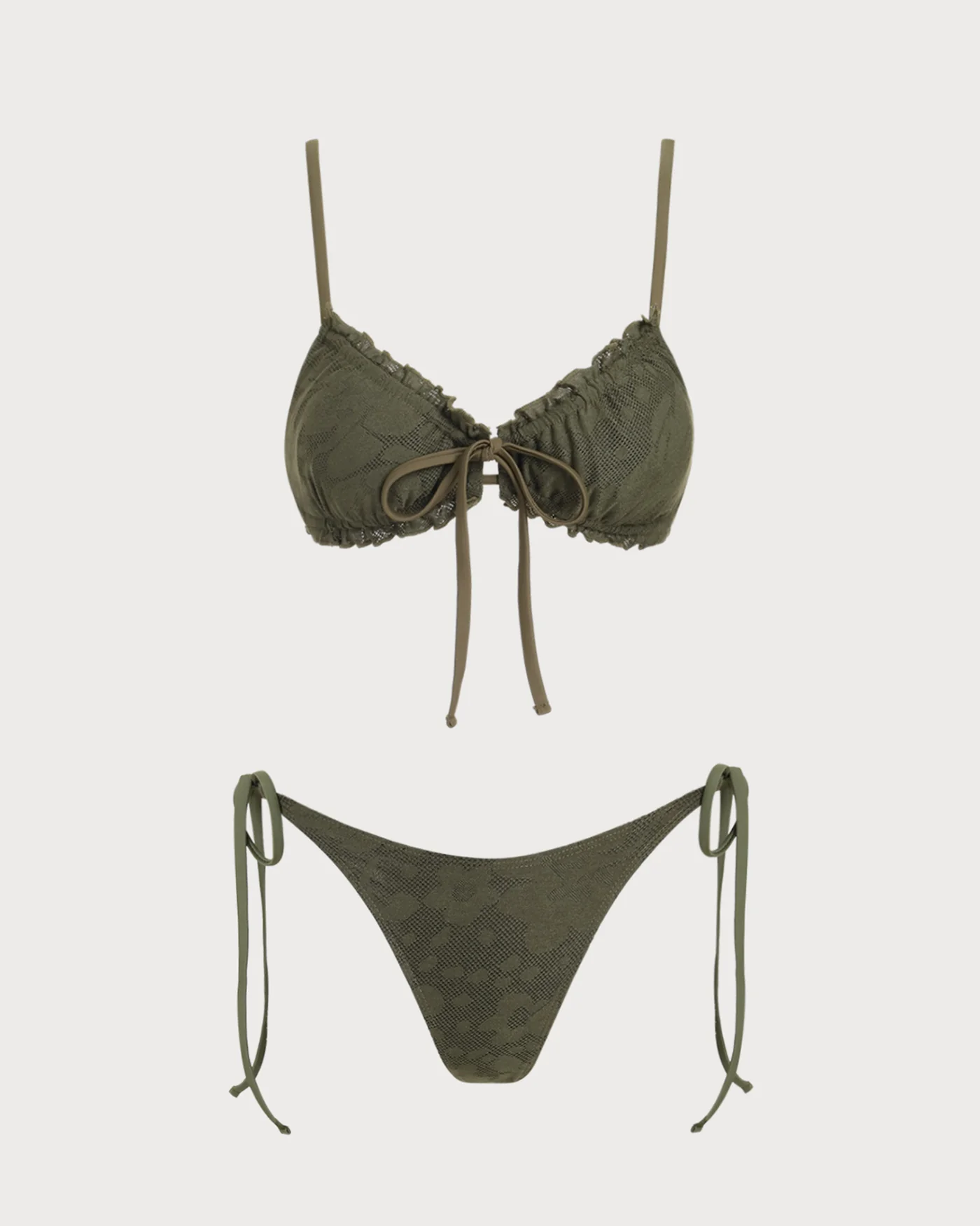 Army Green Jacquard Bikini Set - Image 2