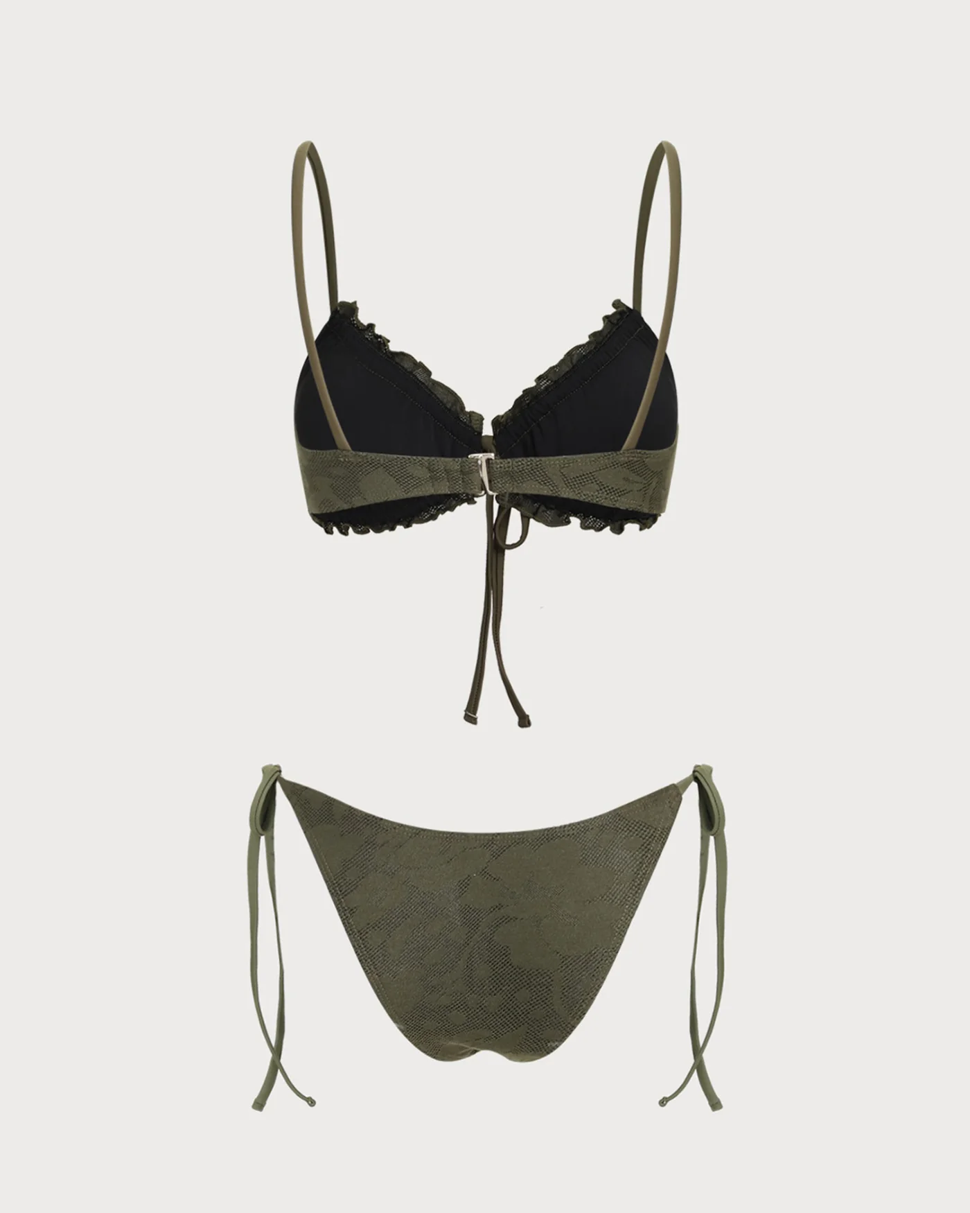 Army Green Jacquard Bikini Set - Image 3