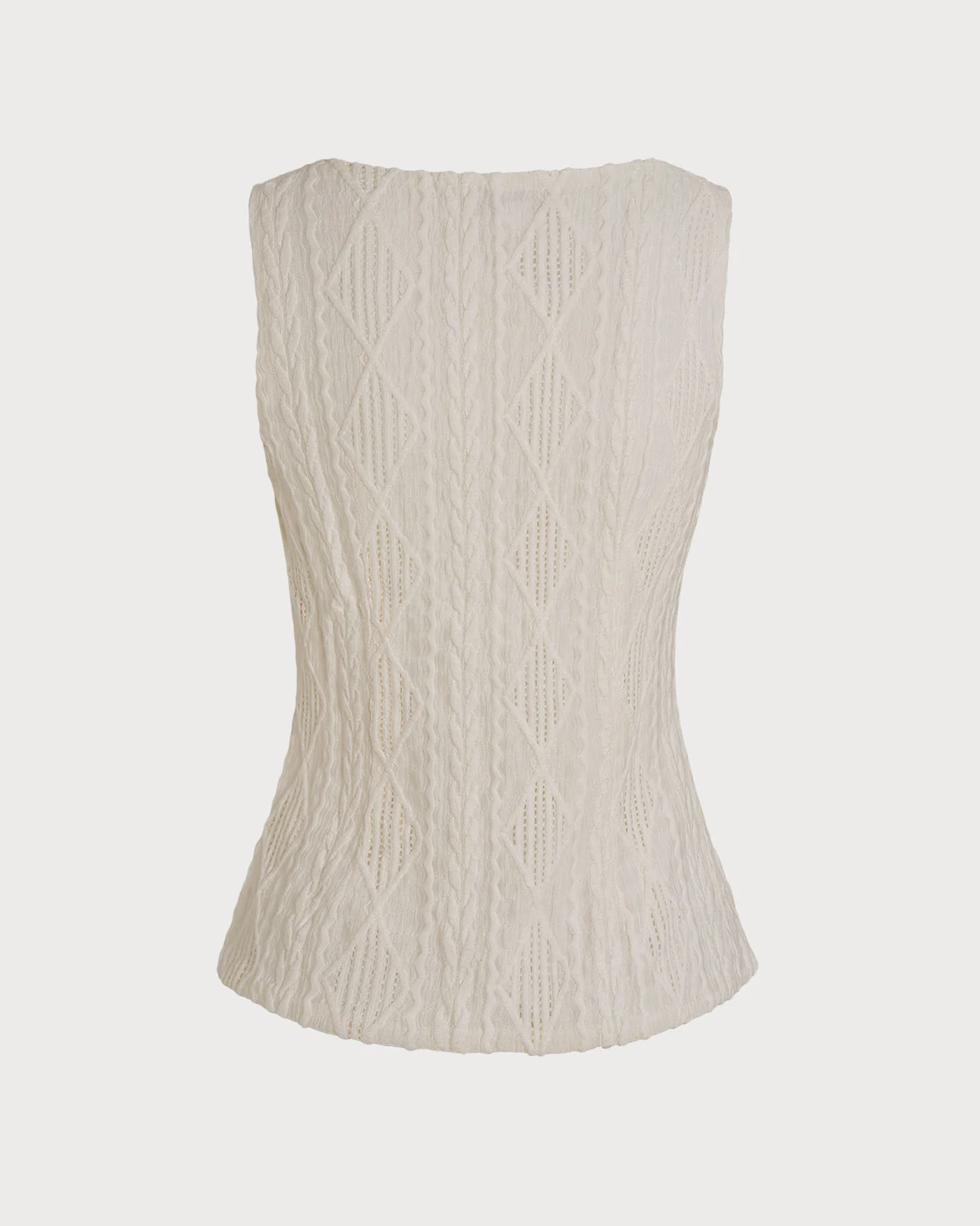 Beige Boat Neck Button Tank Top - Image 8