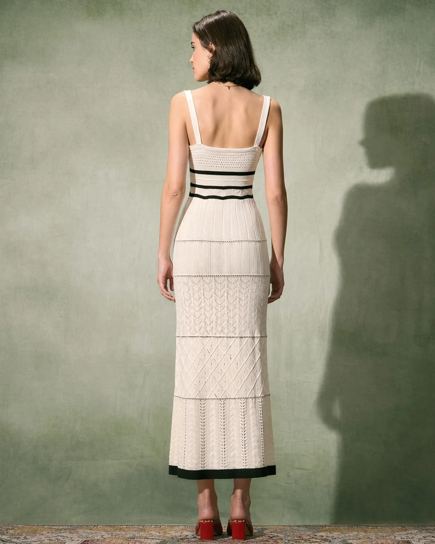 Beige Contrasting Textured Slip Maxi Dress - Image 4