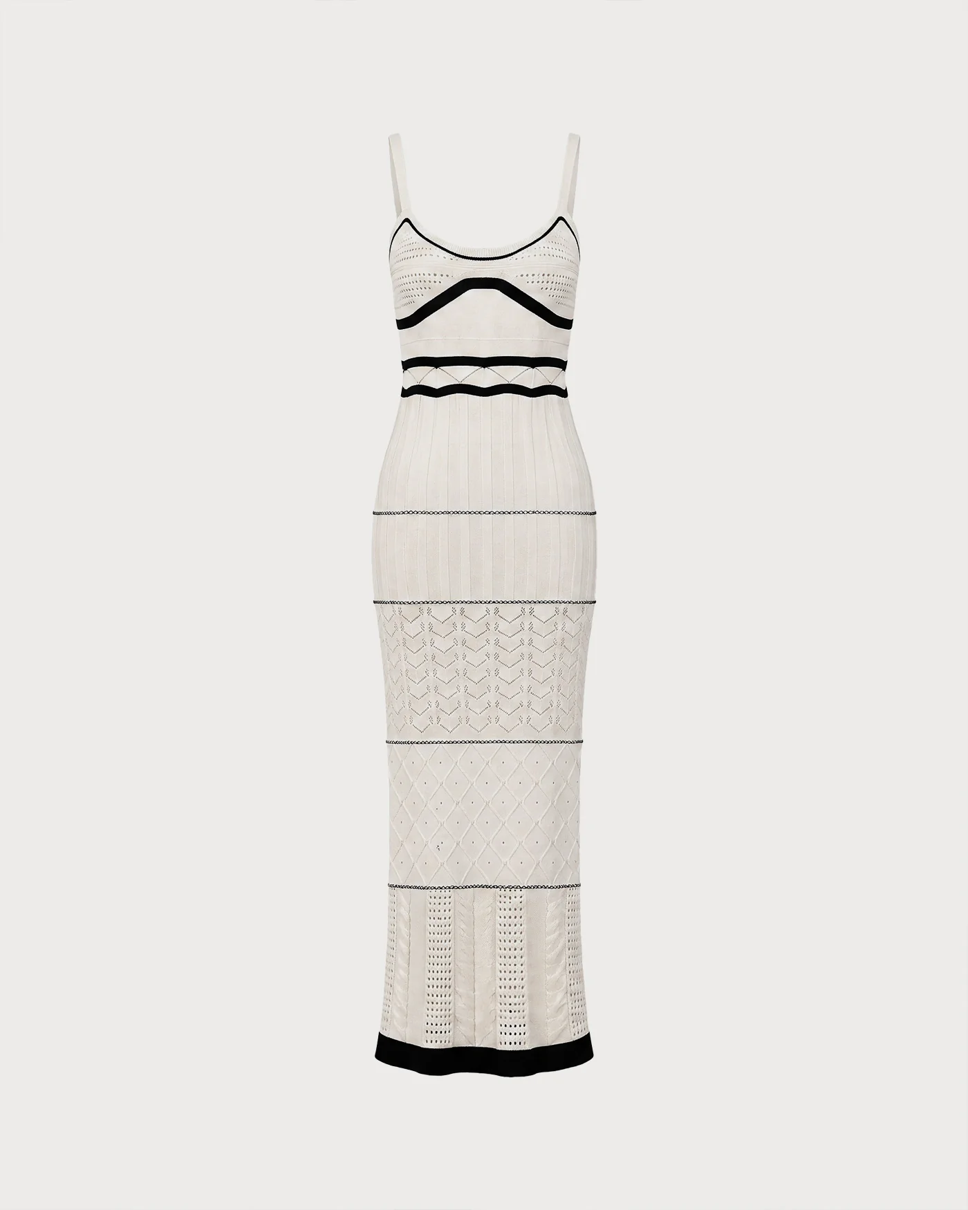 Beige Contrasting Textured Slip Maxi Dress - Image 5