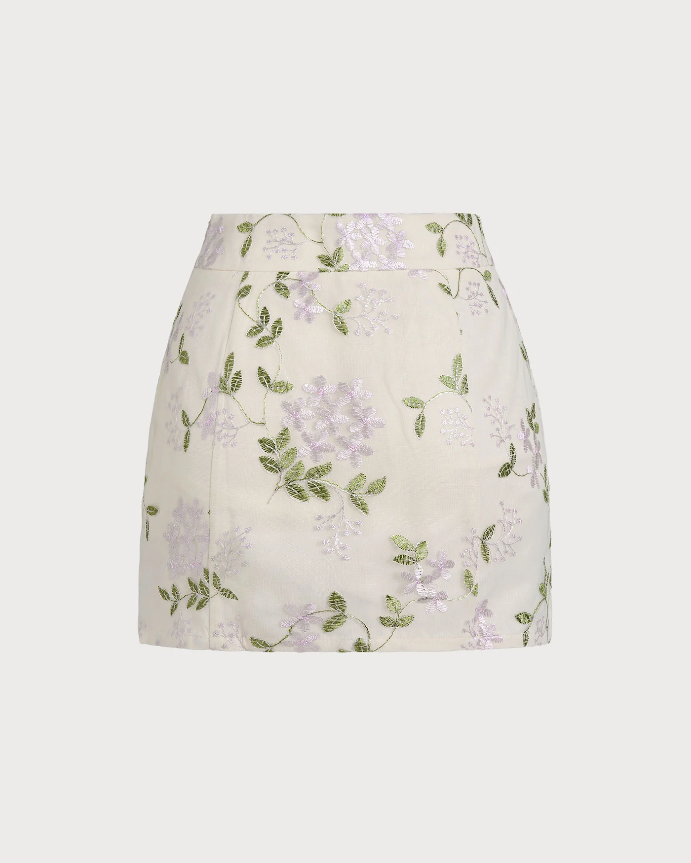 Beige Floral Straight Mini Skirt - Image 7