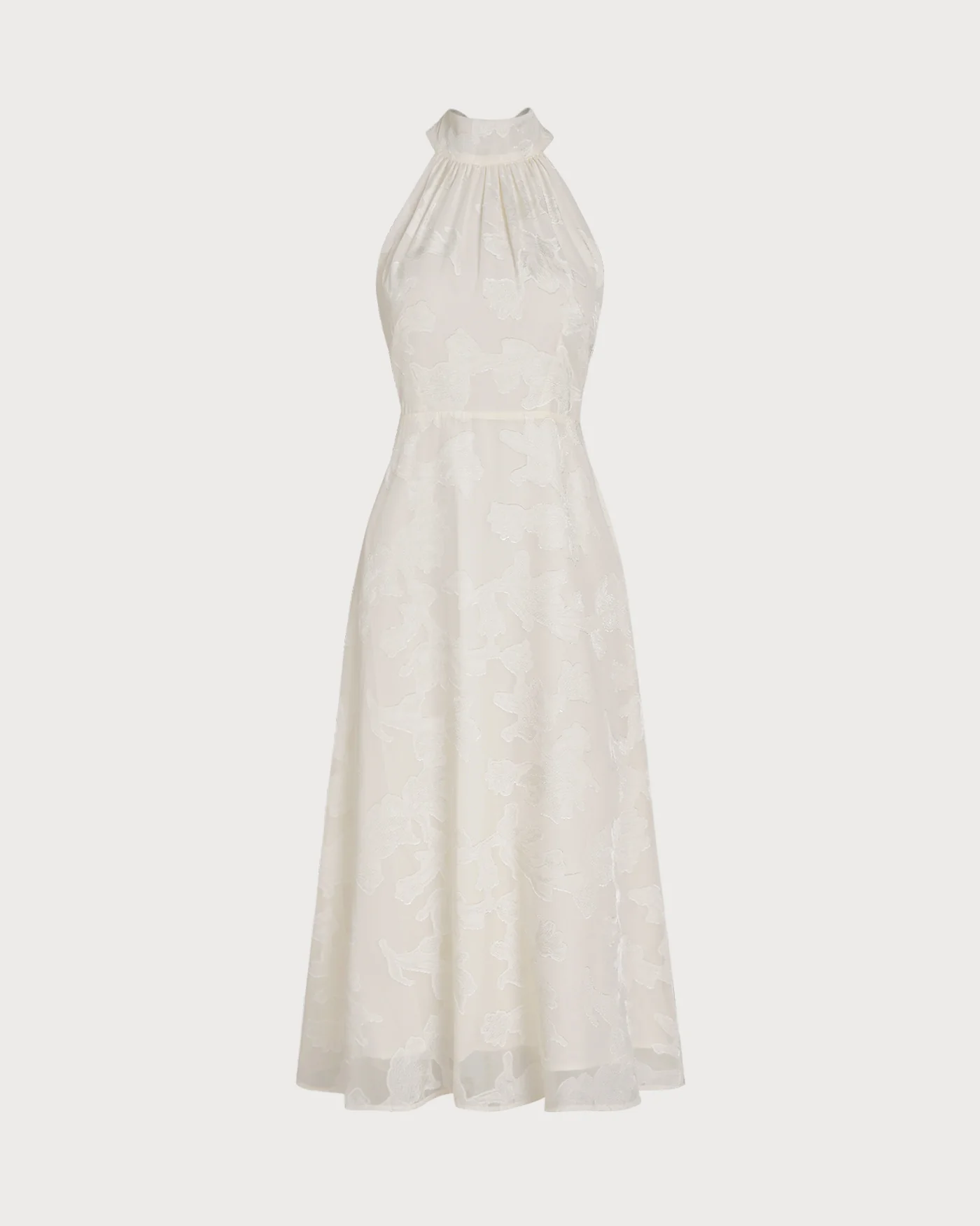 Beige Halter Floral Midi Dresses - Image 6