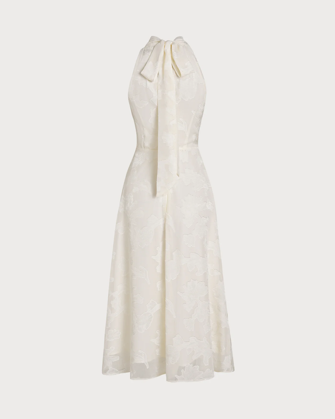 Beige Halter Floral Midi Dresses - Image 7