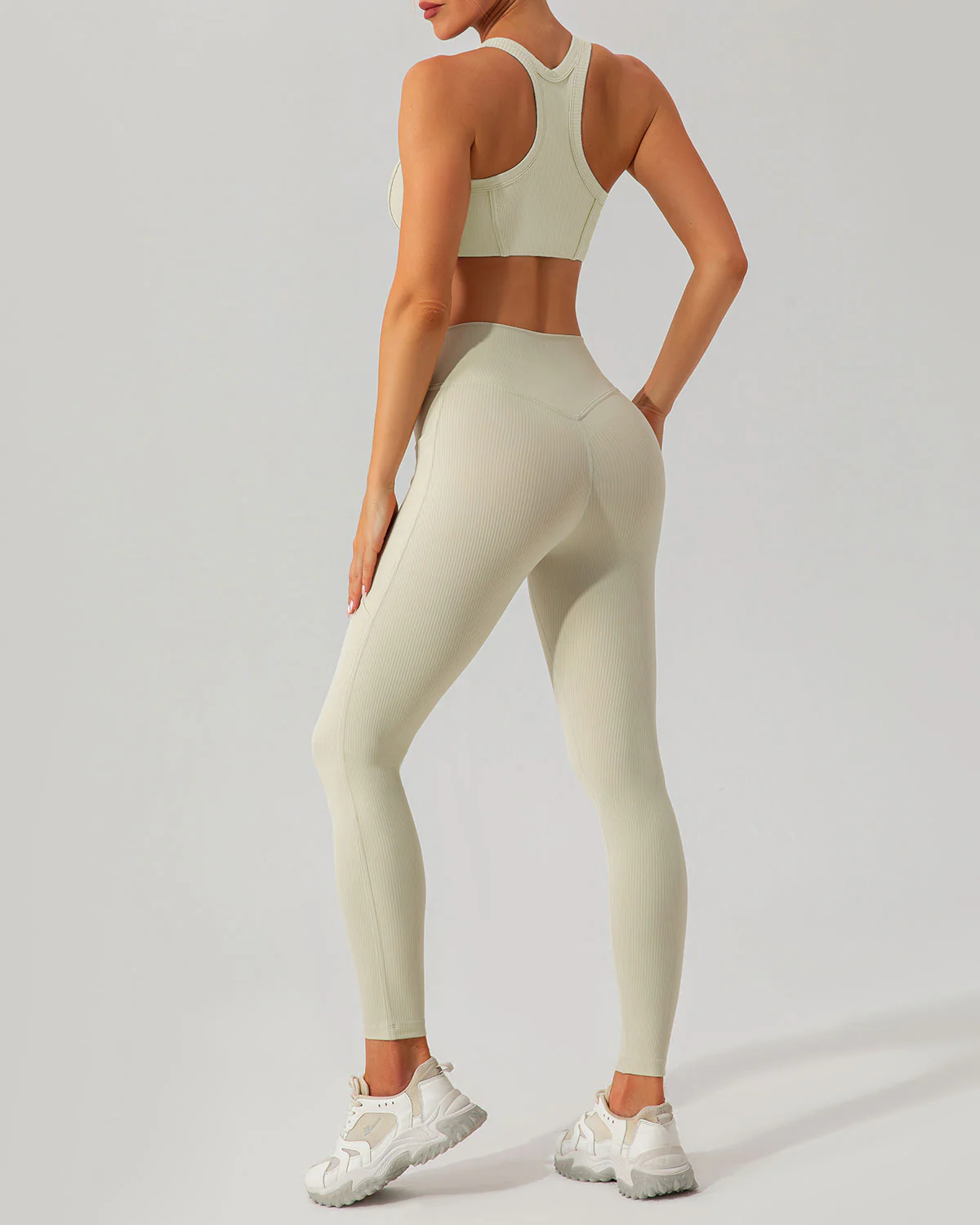 Beige I-back Yoga Tank Top - Image 3