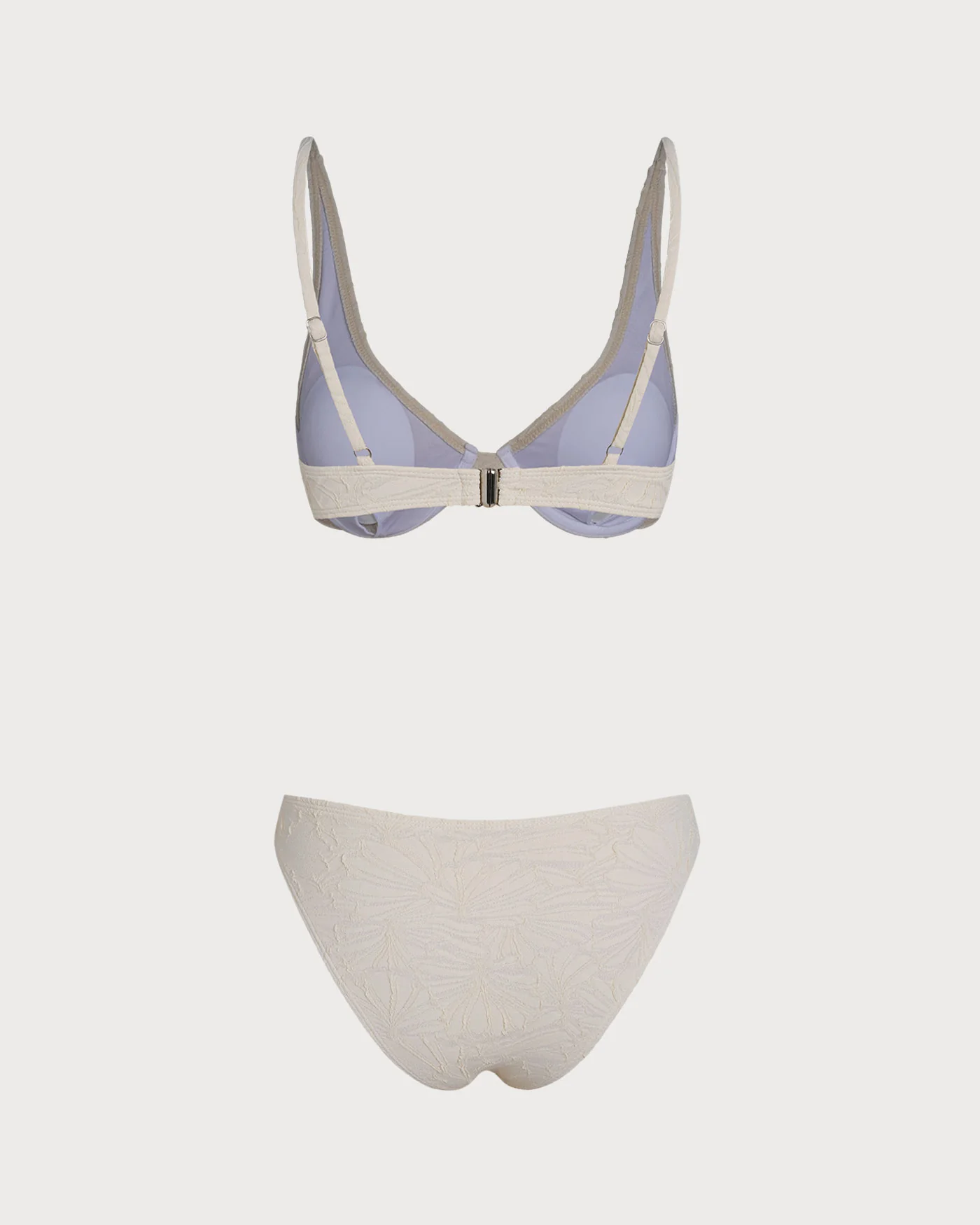 Beige Jacquard Underwire Bikini Set - Image 4