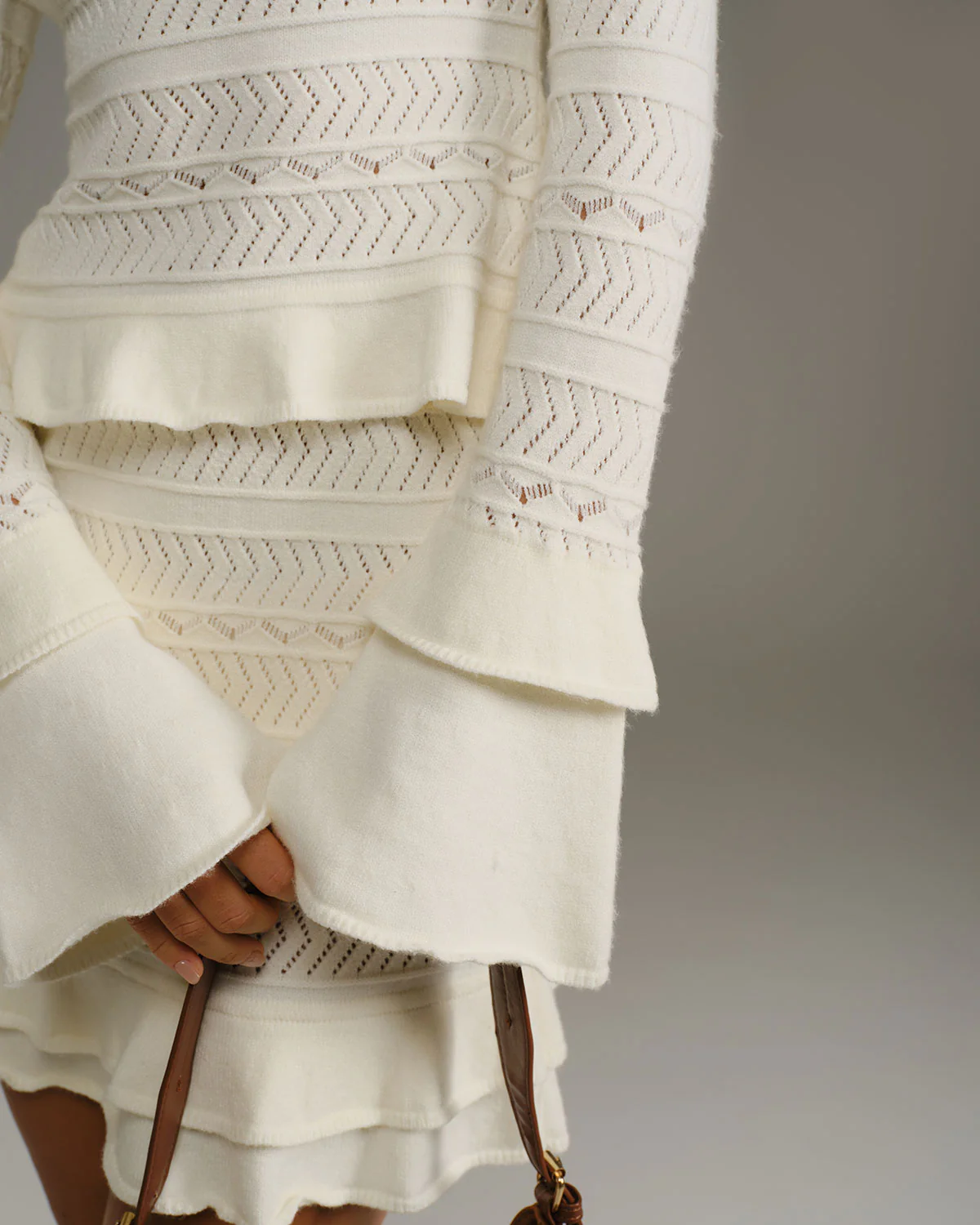 Beige Ruffle Bell Sleeve Tee - Image 2