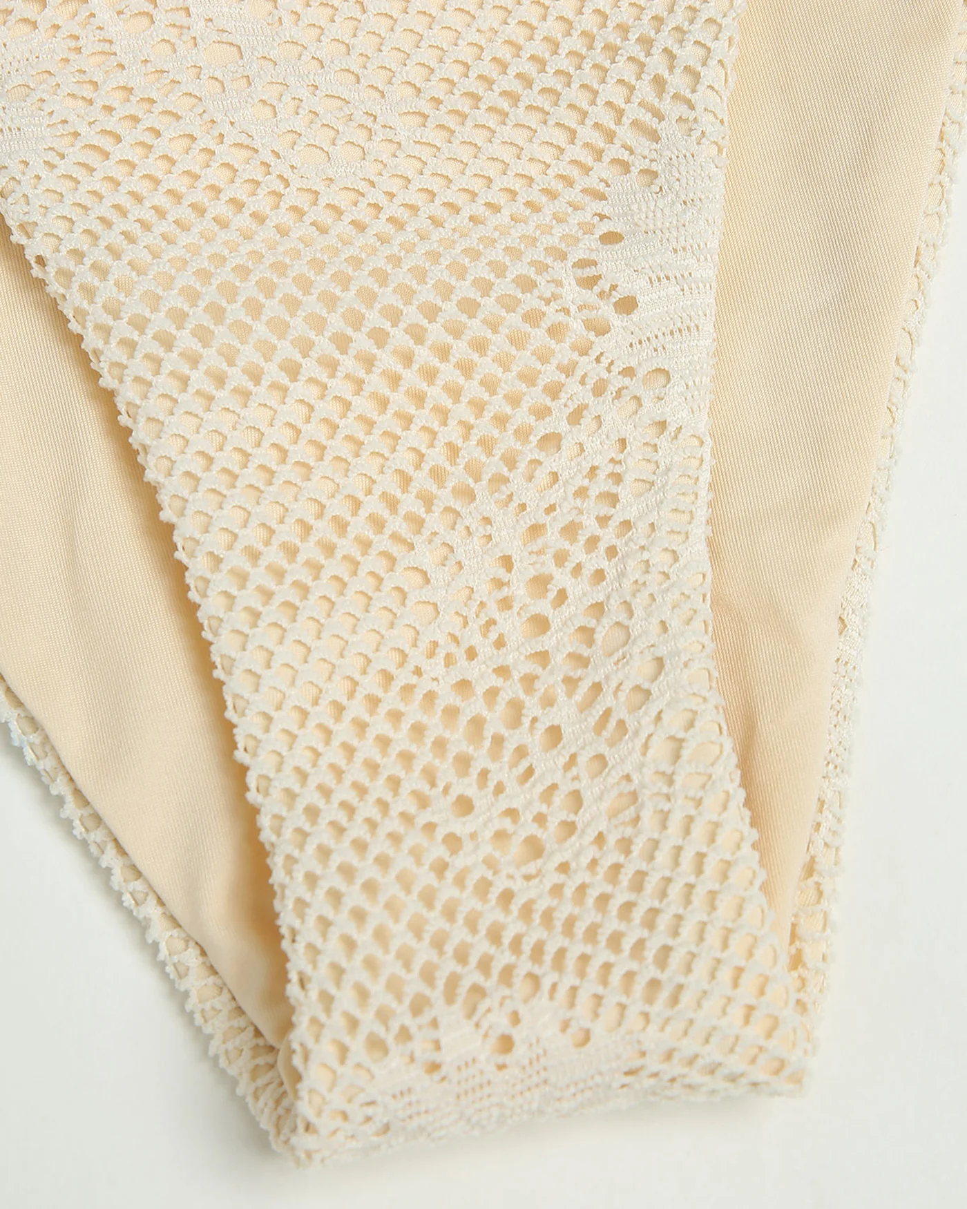 Beige Textured Bandeau Bikini Set - Image 5