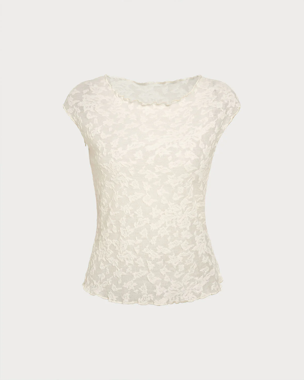 Beige Textured See Through Tee - Image 6