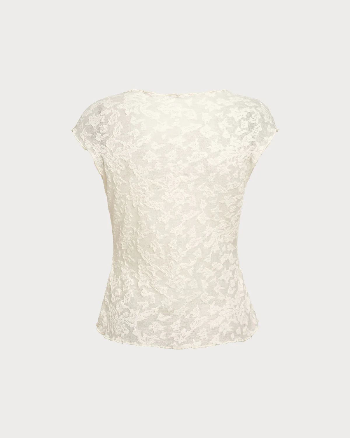 Beige Textured See Through Tee - Image 7