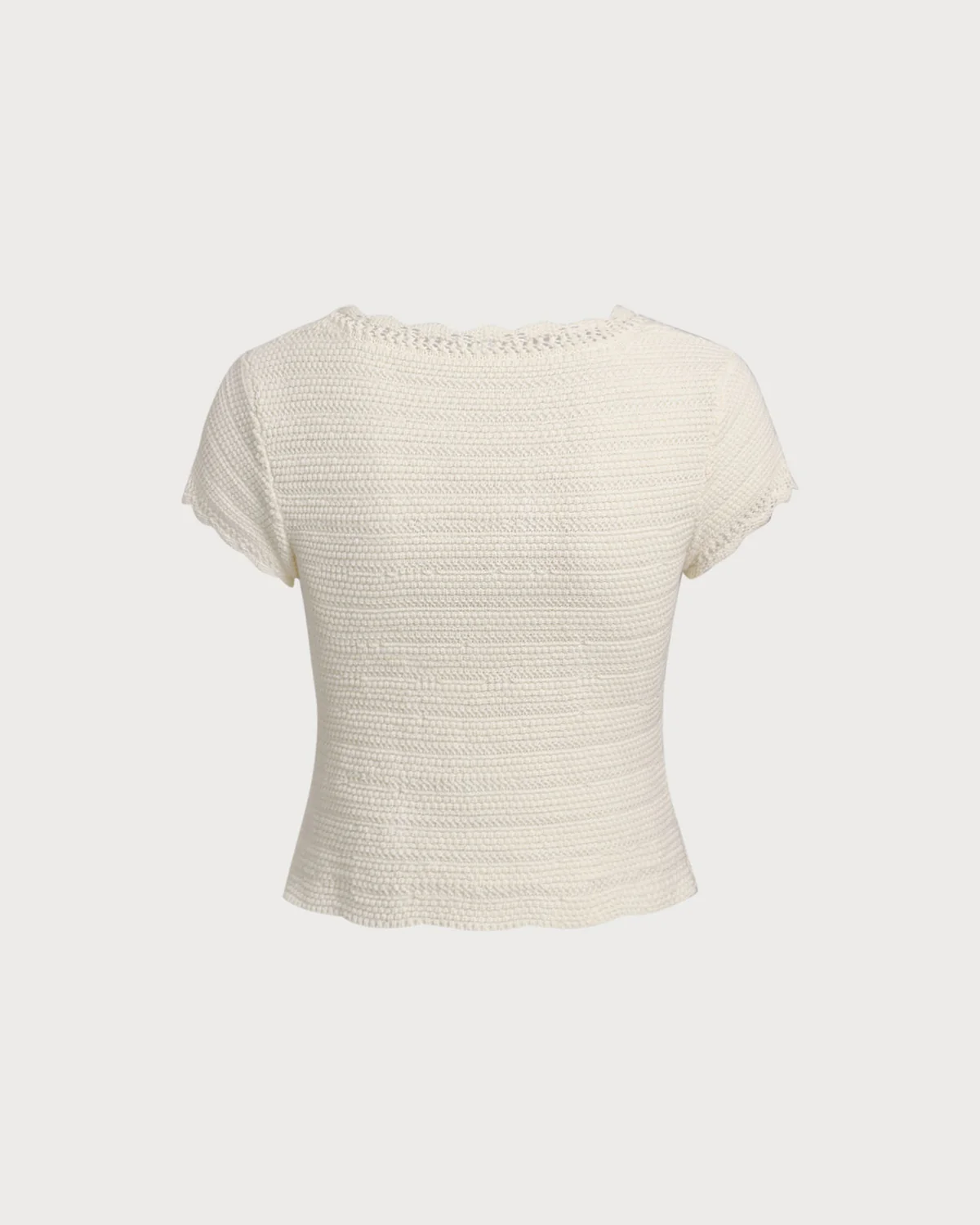 Beige U Neck Textured Cardigan - Image 7