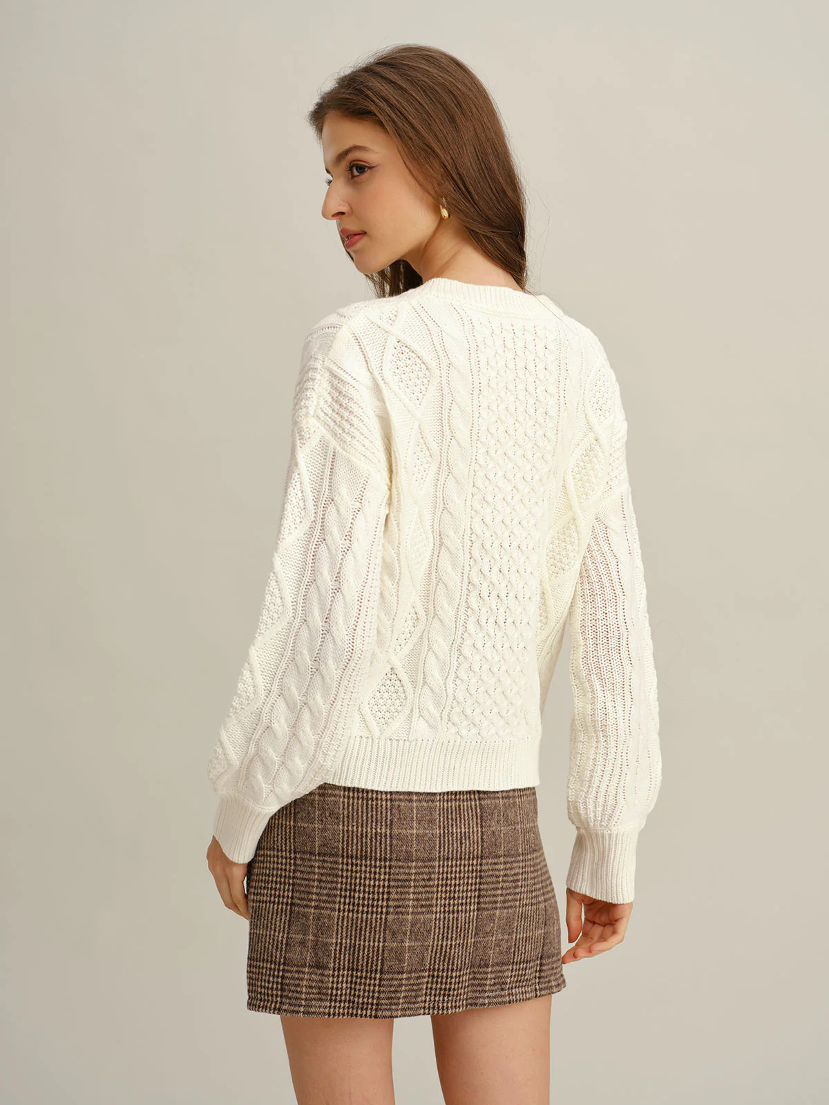 Beige V Neck Sweater - Image 4