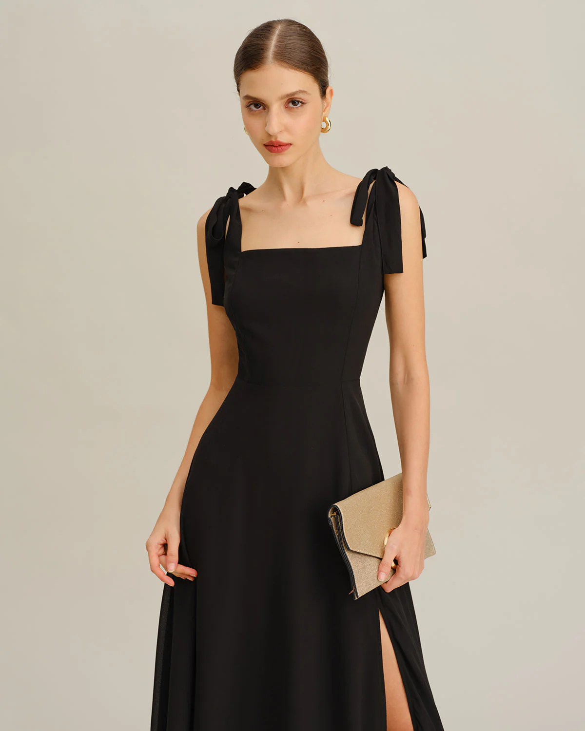 Black Chiffon Tie Strap Maxi Dress - Image 3