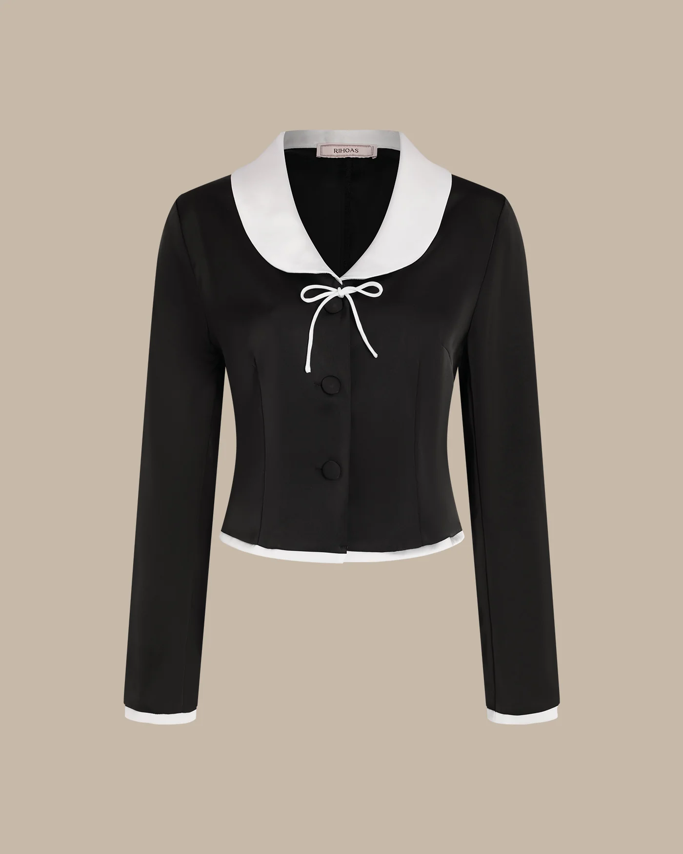 Black Collar Satin Blouse - Image 5