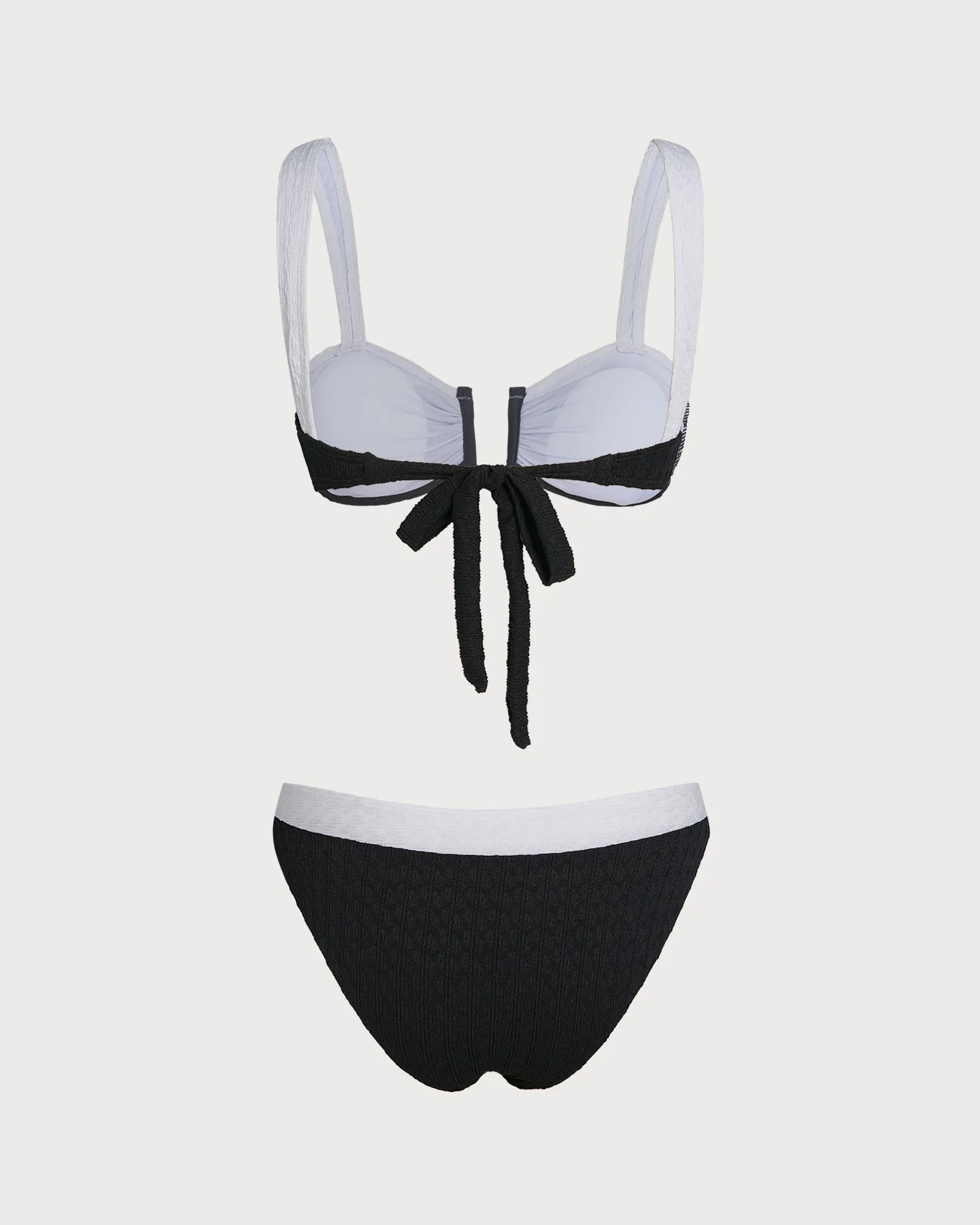 Black Contrast U Neck Triangle Bikini Set - Image 3